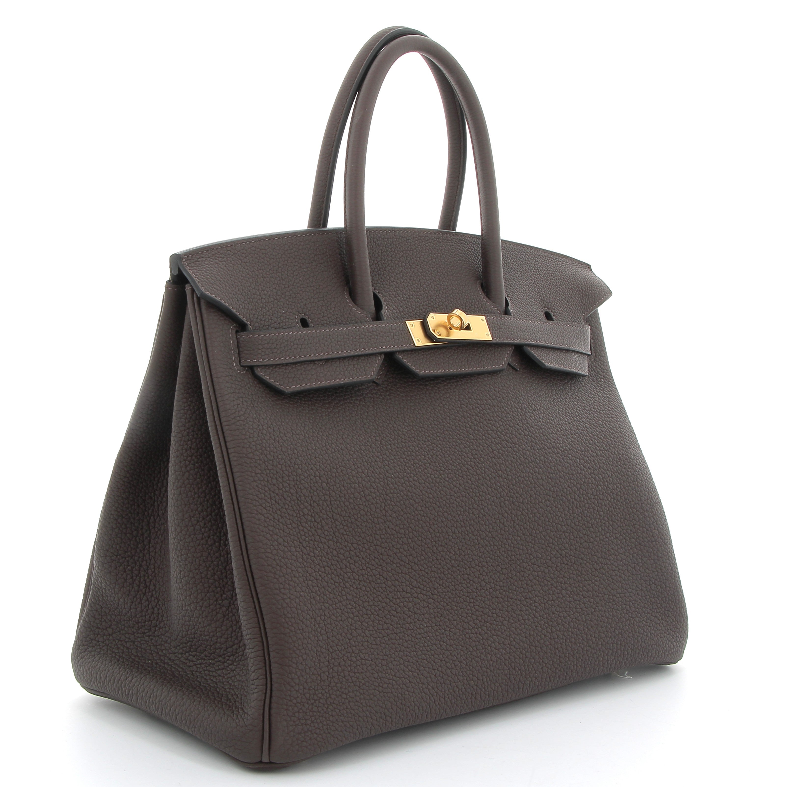 HERMES Birkin 35 Chocolat Cuir Togo Finition Or Jaune