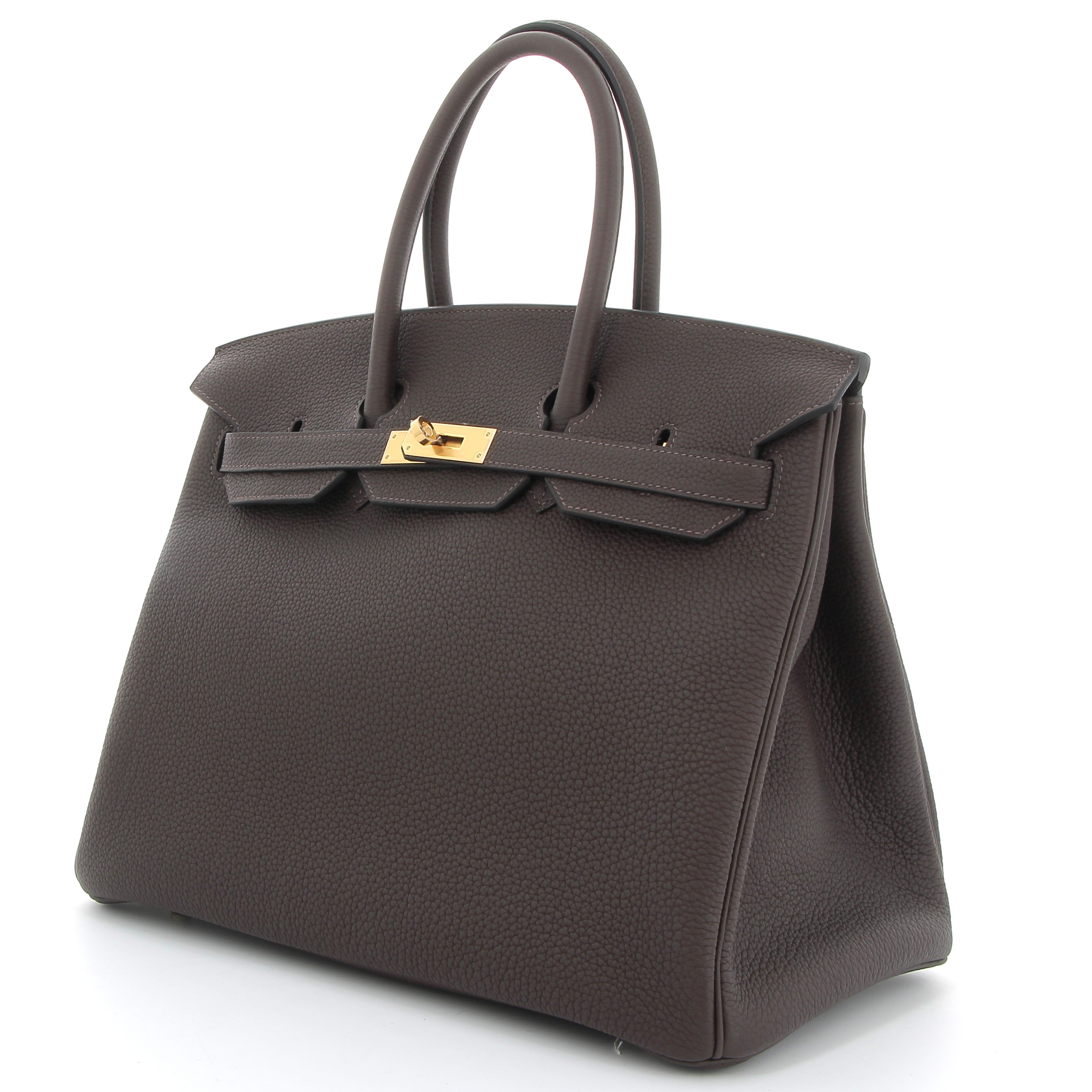 HERMES Birkin 35 Chocolat Cuir Togo Finition Or Jaune