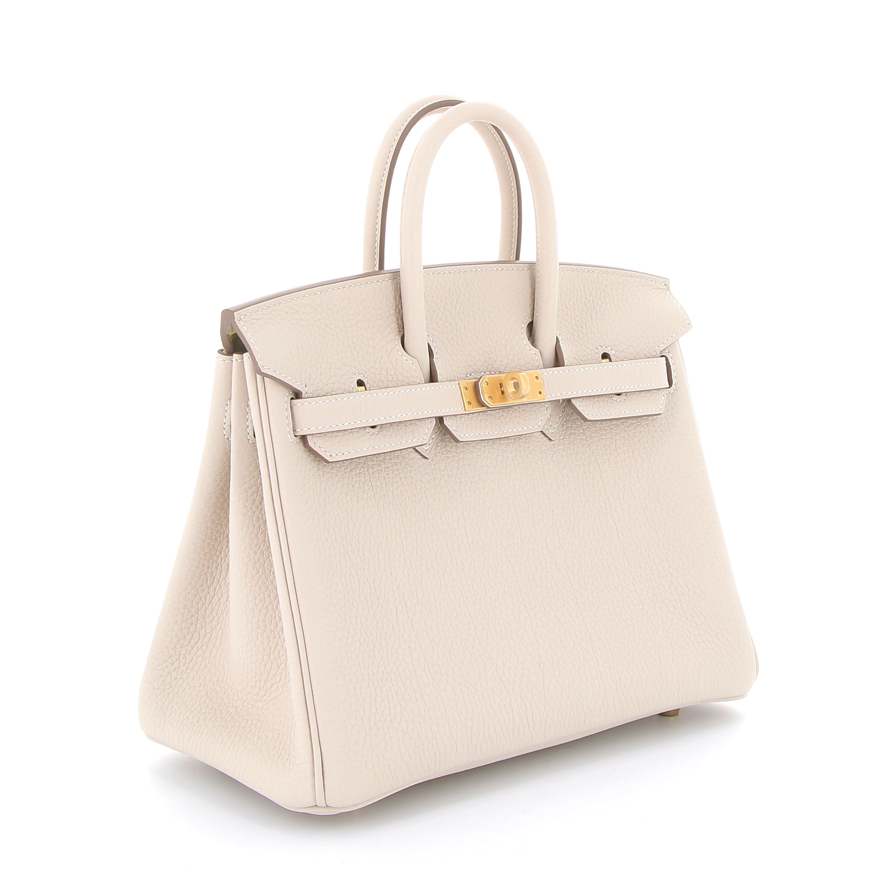 HERMES Birkin 25 Craie Intérieur Lime Cuir Togo Finition Or Jaune