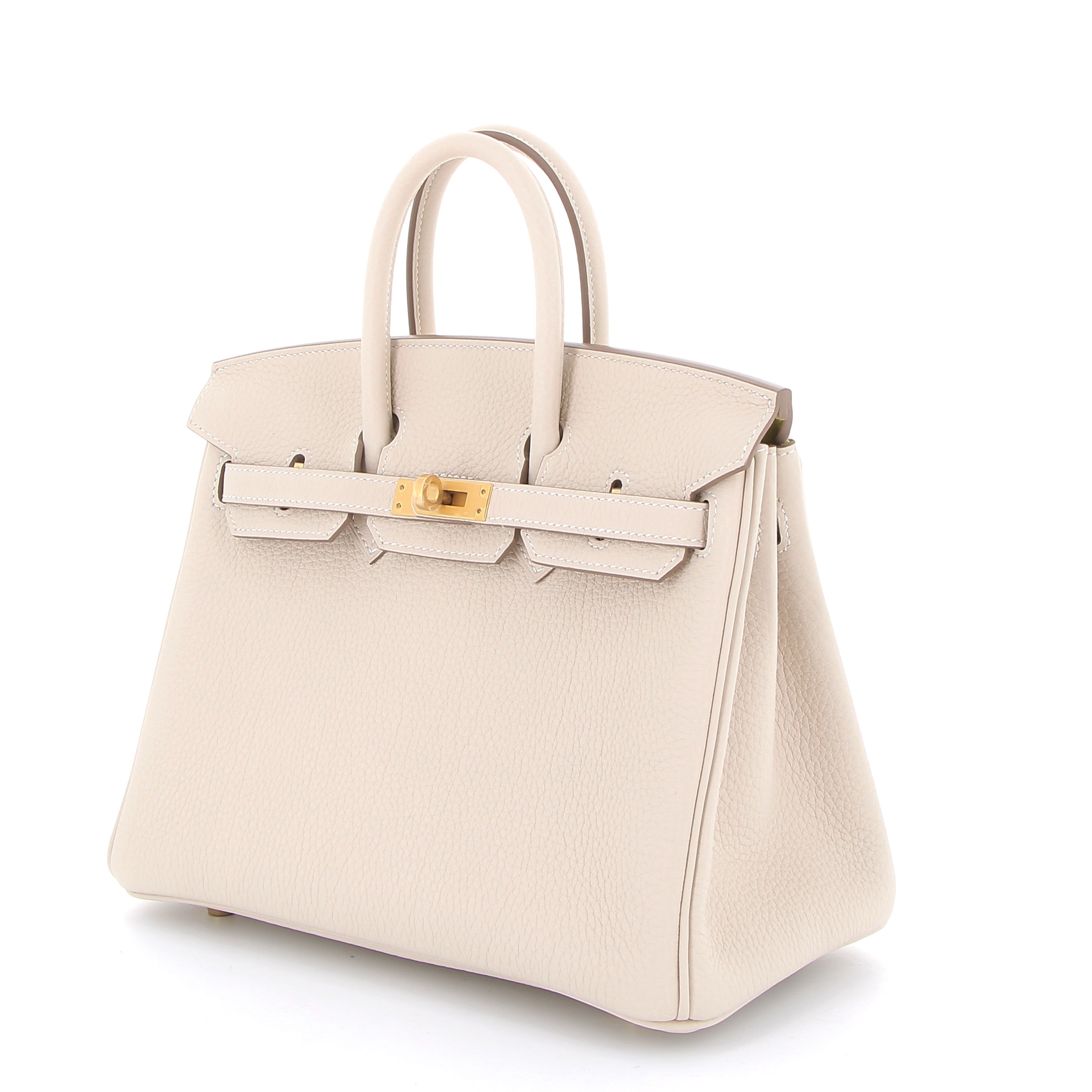 HERMES Birkin 25 Craie Intérieur Lime Cuir Togo Finition Or Jaune
