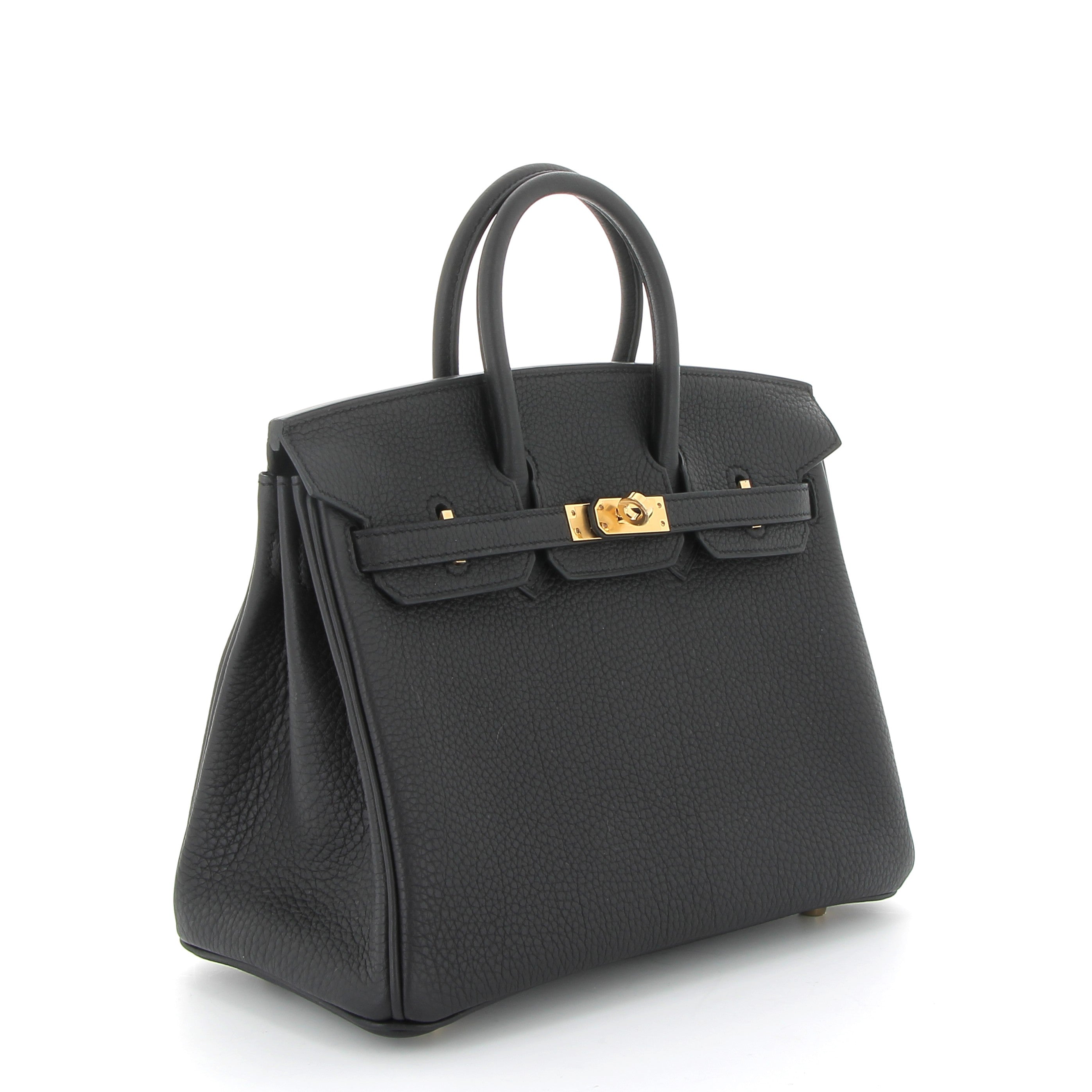 HERMES Birkin 25 Noir Togo Finition Or Jaune
