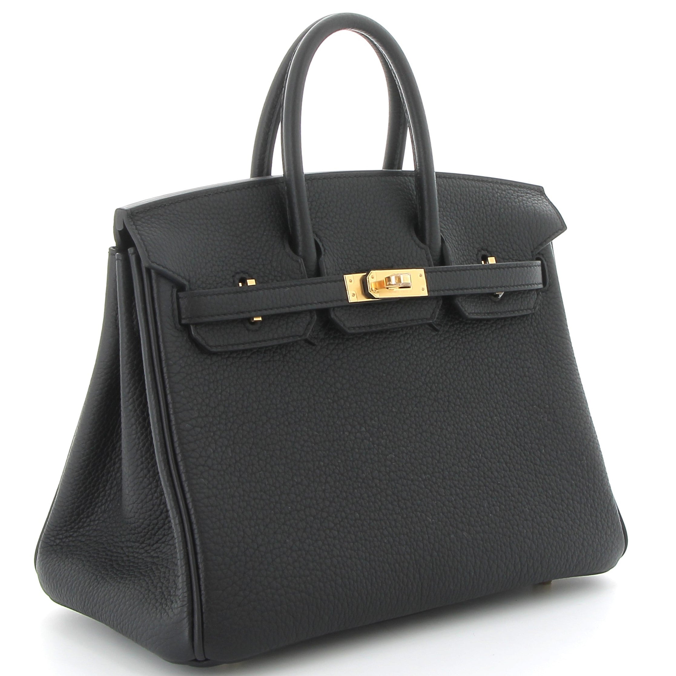 HERMES Birkin 25 Noir Cuir Togo Finition Or Jaune