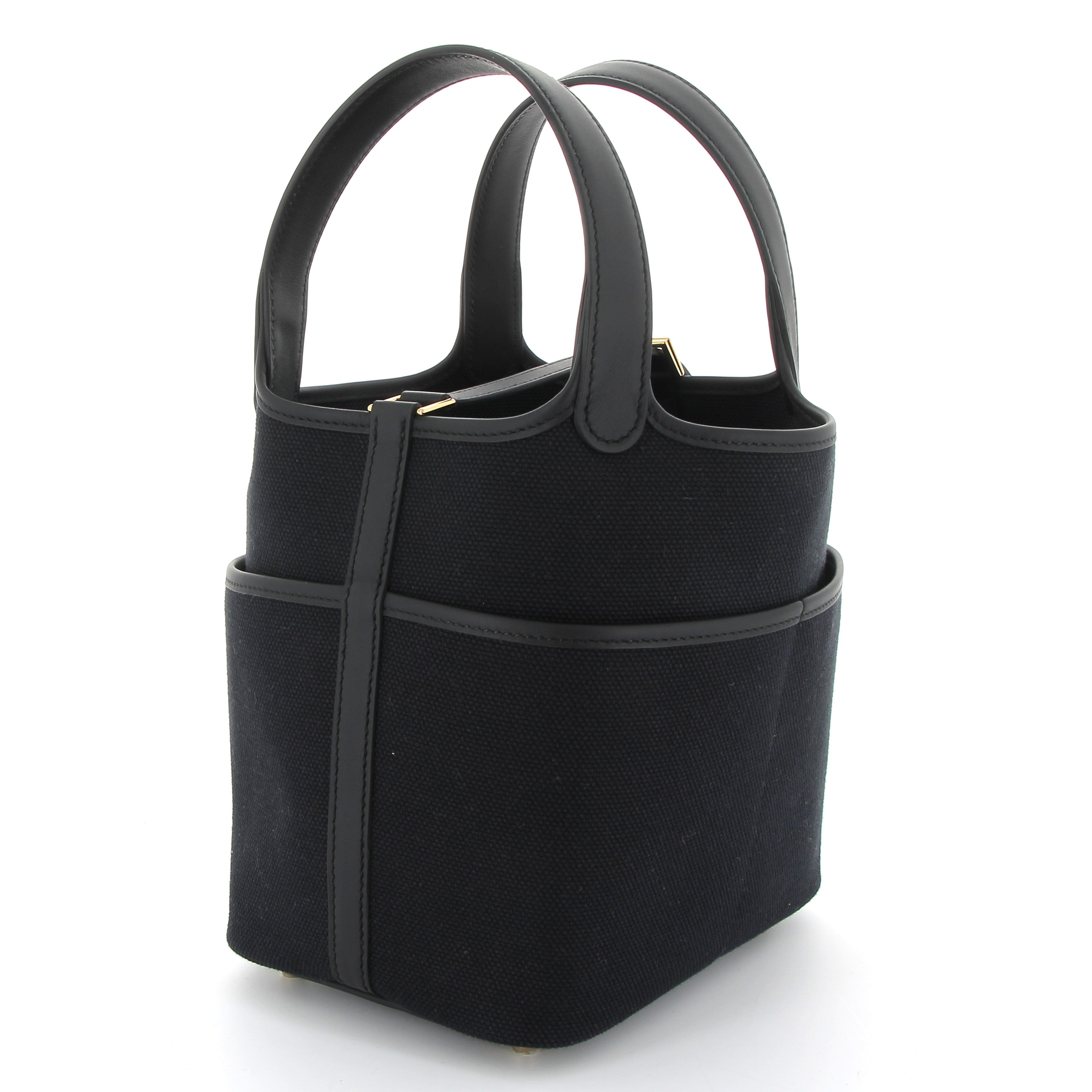 HERMES Picotin 18 Cargo Noir Toile Finition Or Jaune