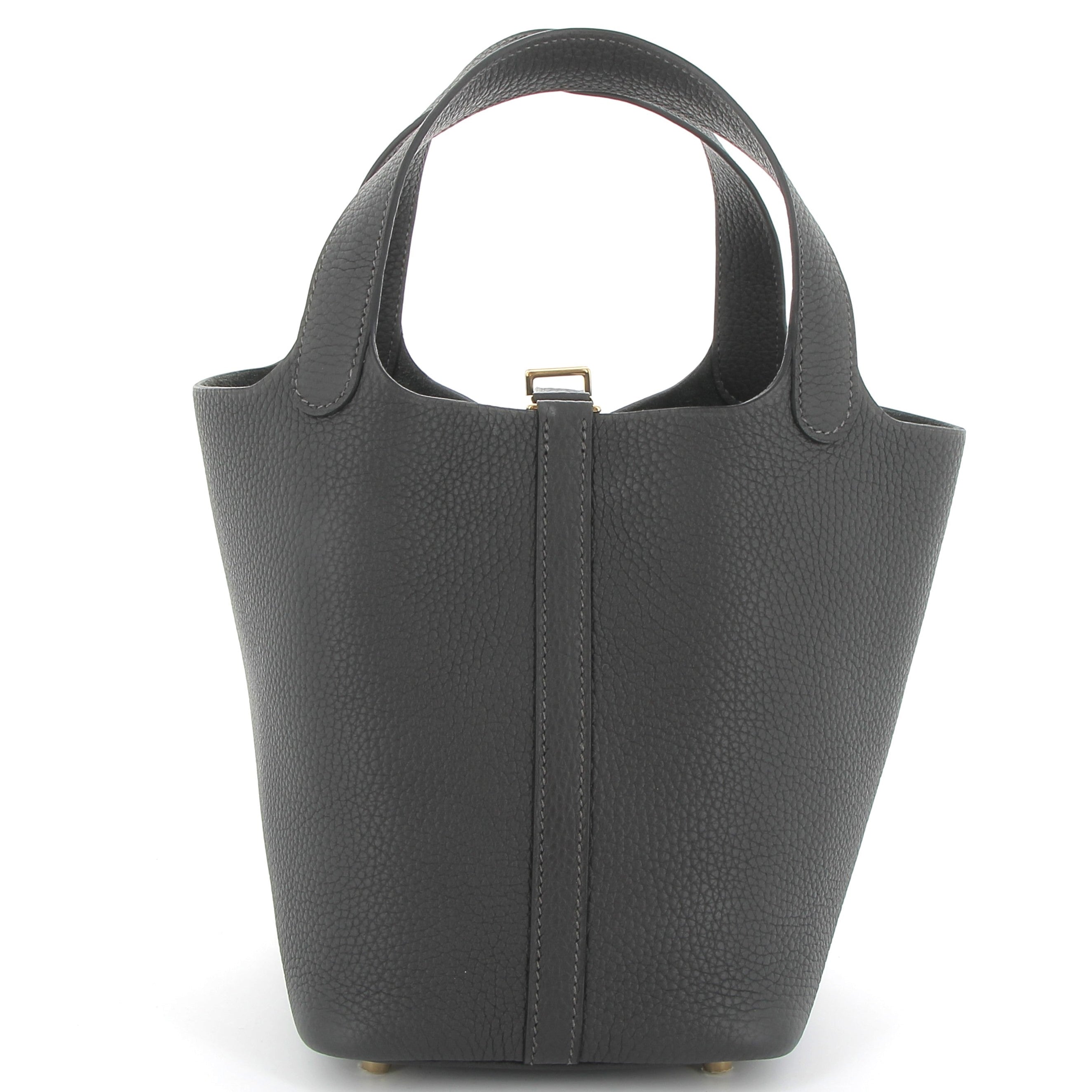 HERMES Picotin 18 Dark Bronze Cuir Taurillon Clemence Finition Or Jaune