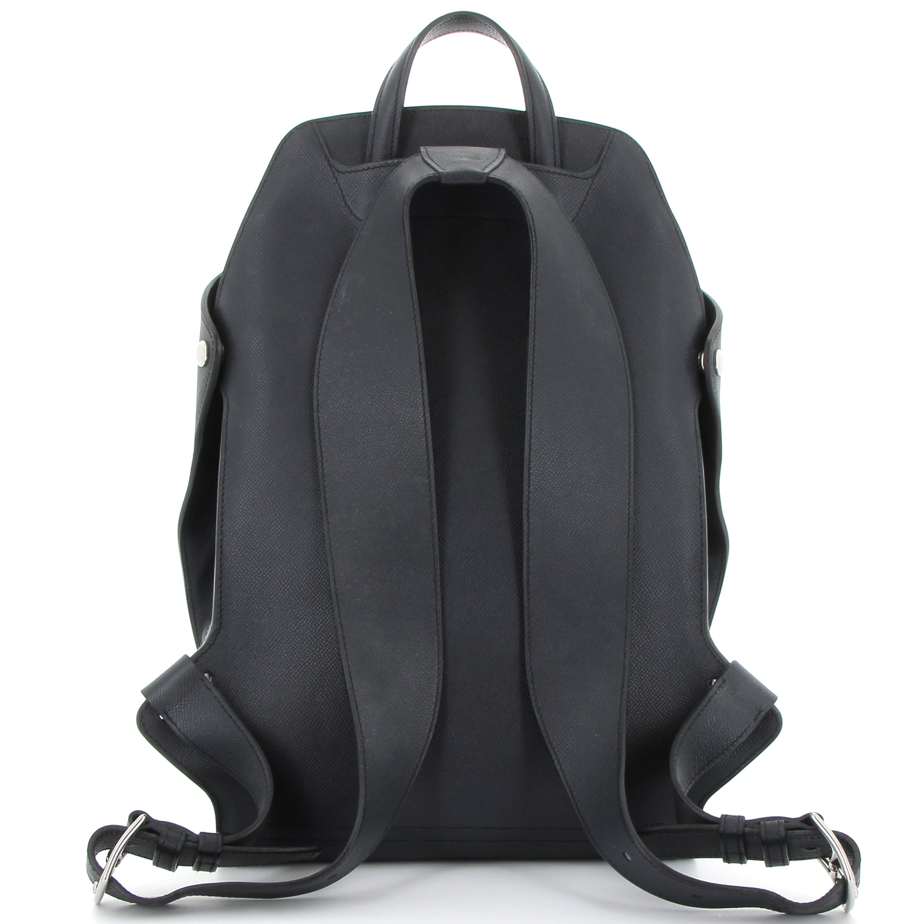 HERMES City Back Bleu Marine Cuir Epsom Finition Palladié