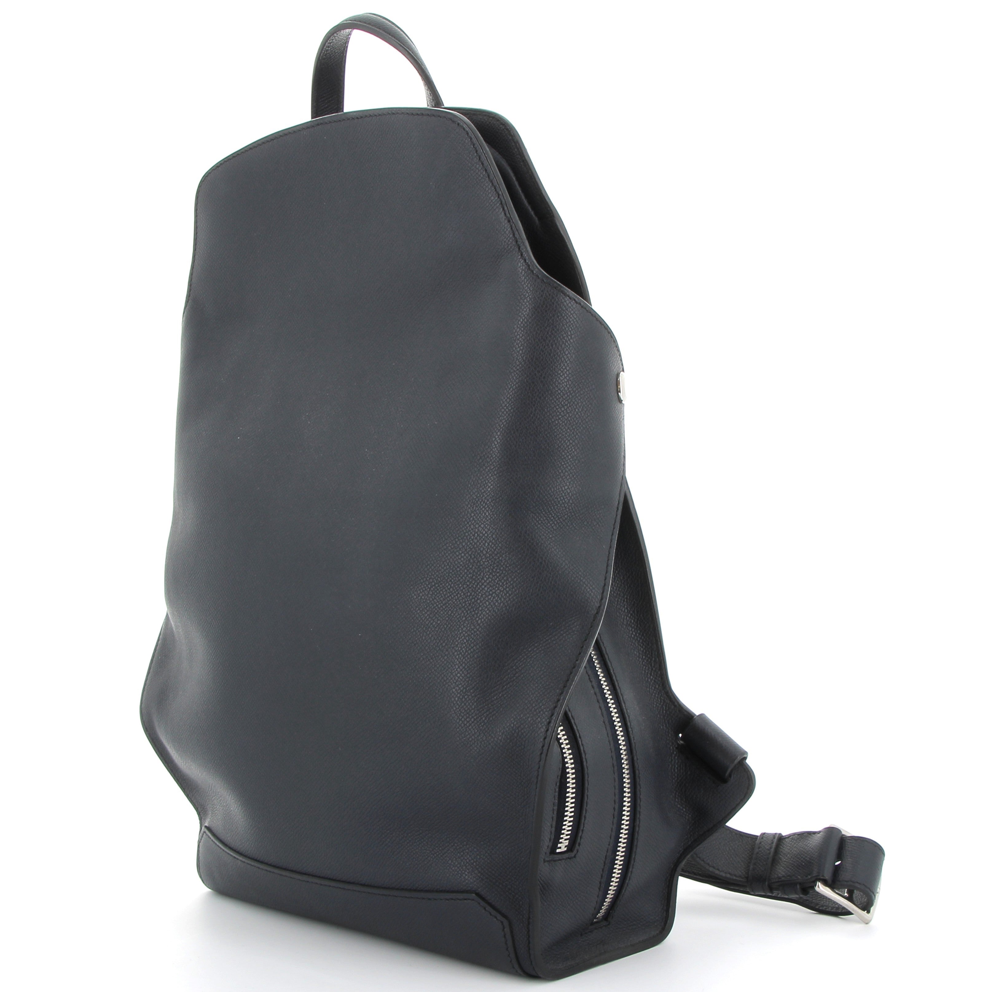 HERMES City Back Bleu Marine Cuir Epsom Finition Palladié