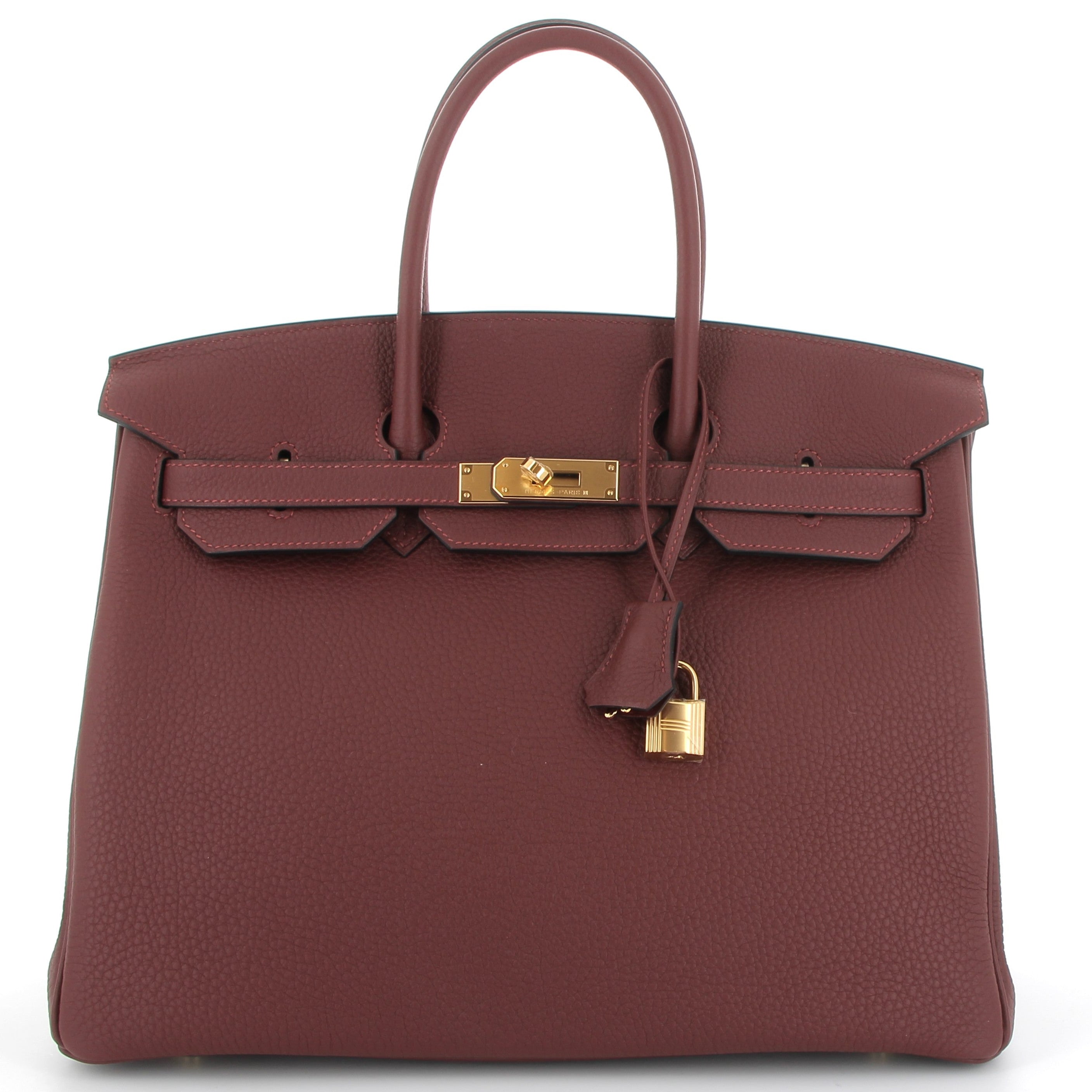 HERMES Birkin 35 Rouge H Cuir Togo Finition Or Jaune