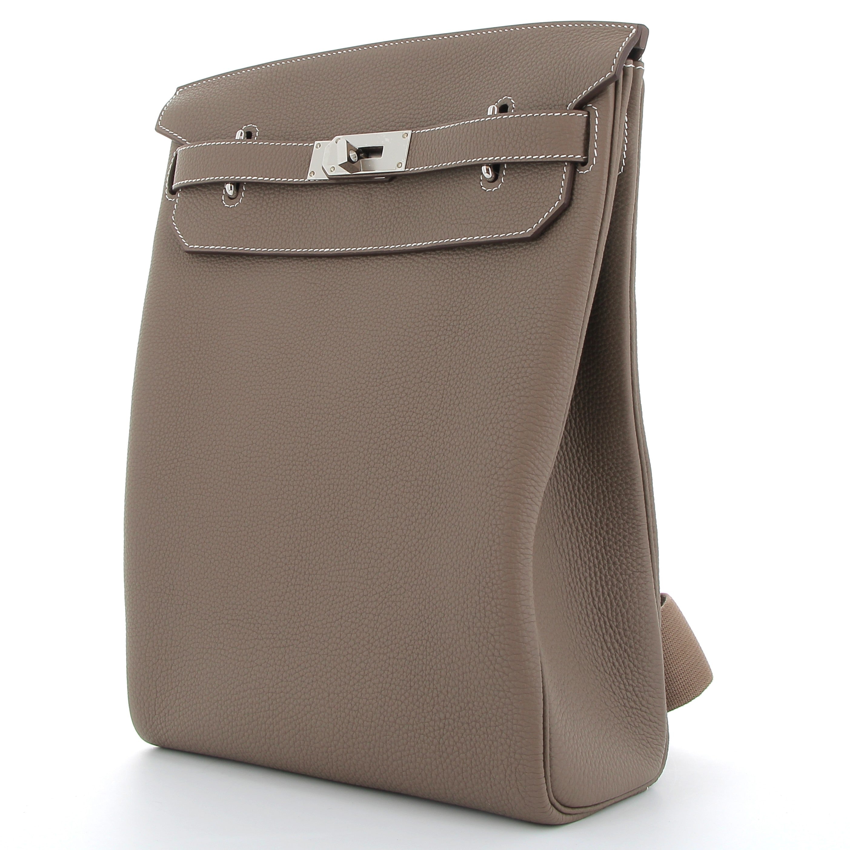 HERMES Hac à Dos Etoupe Cuir Togo finition Palladié