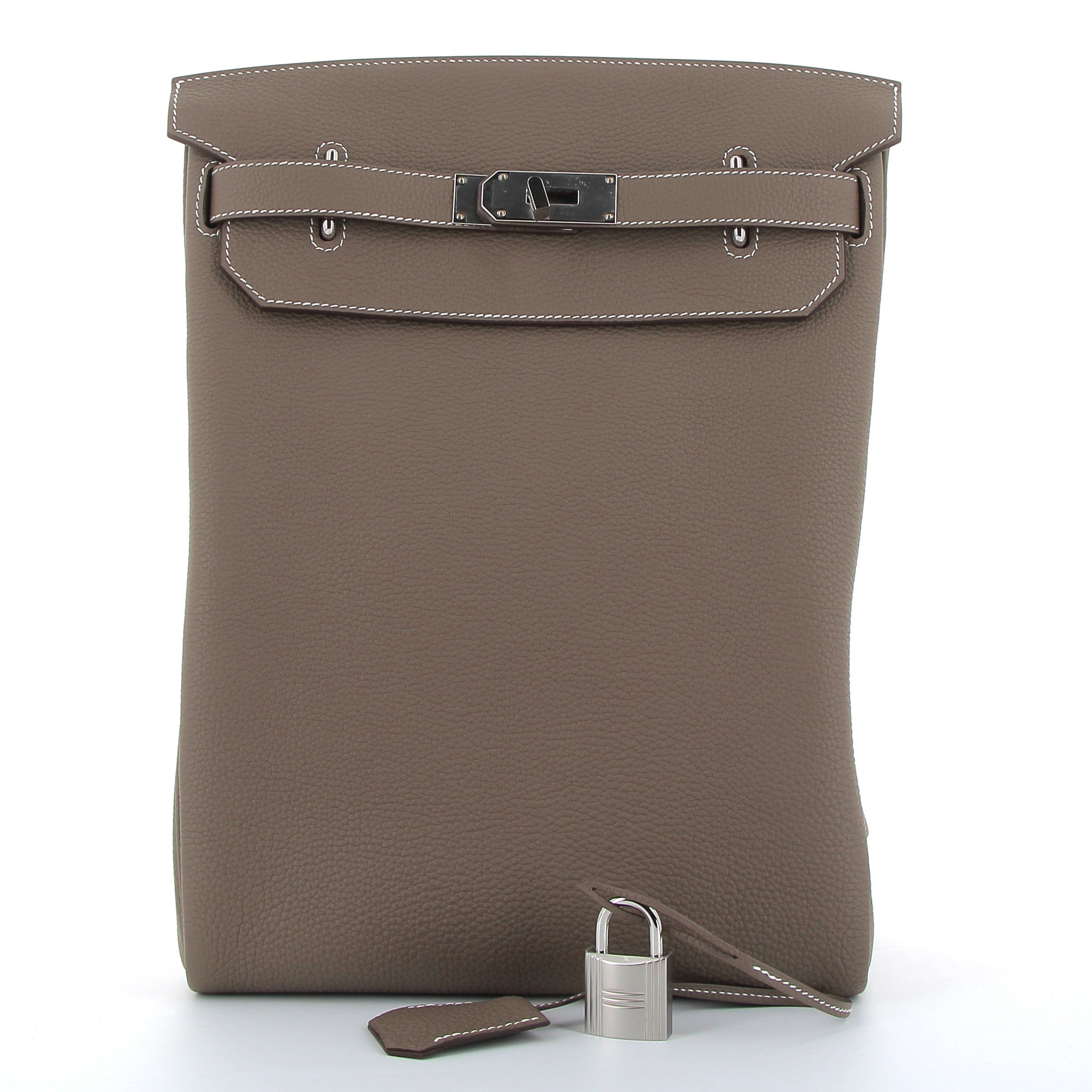 HERMES Hac à Dos Etoupe Cuir Togo finition Palladié