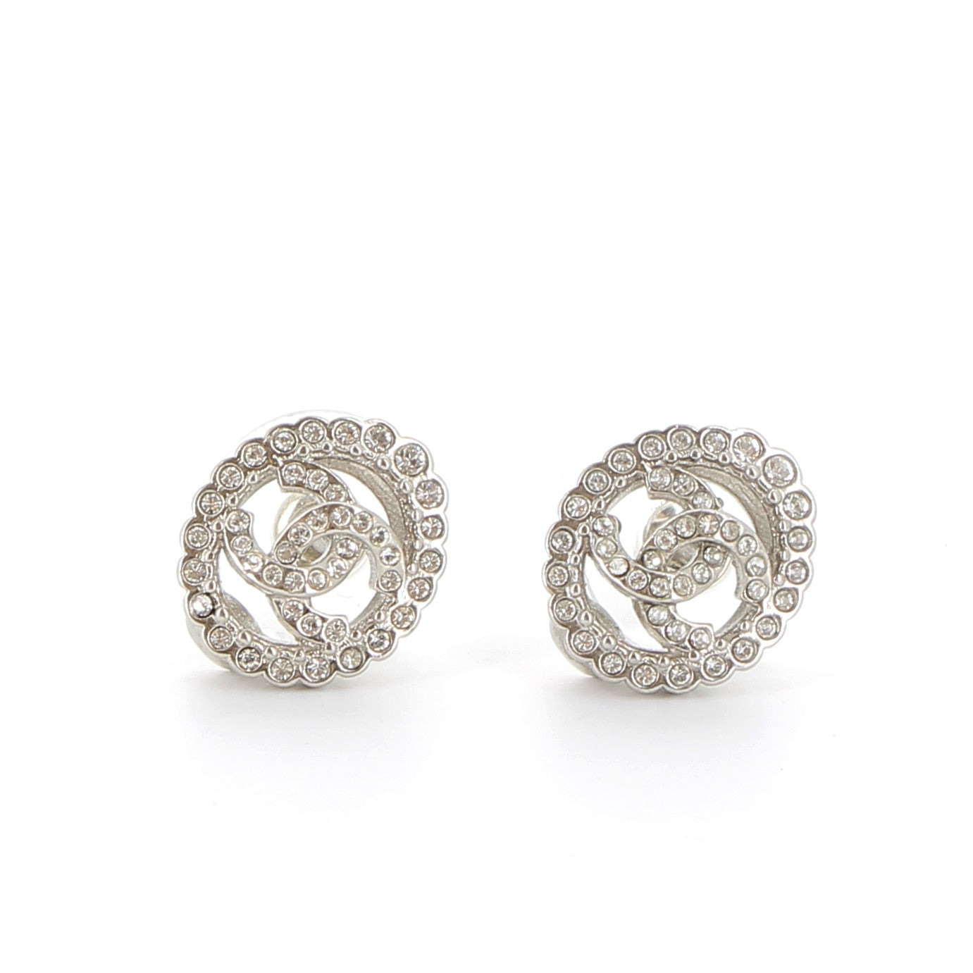 CHANEL Boucles d'Oreilles Strass Finition Doré