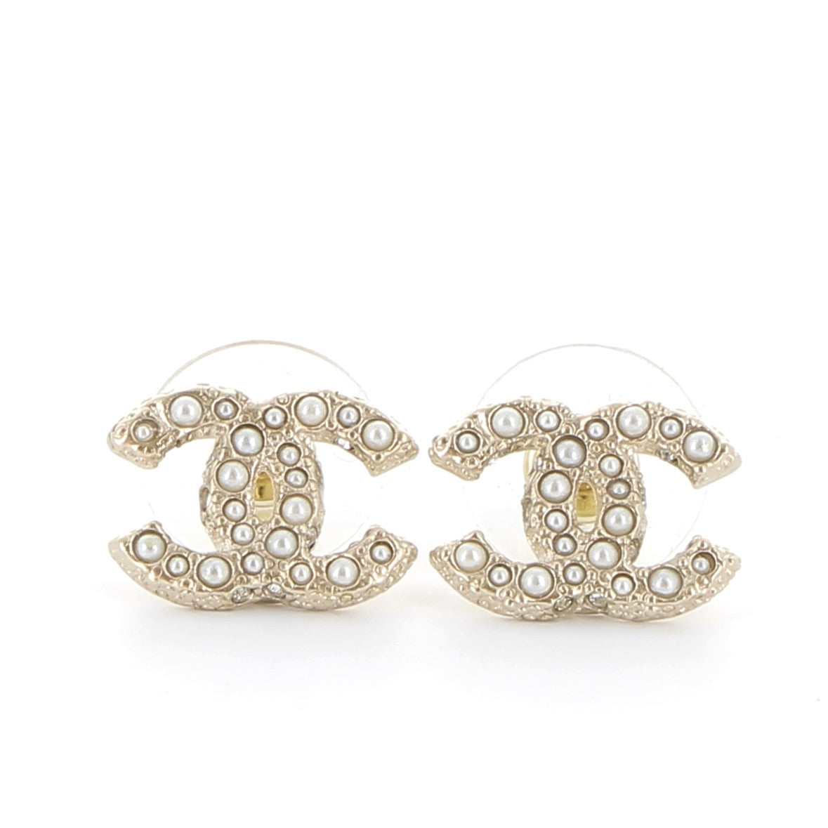 CHANEL Boucle d'Oreilles Perles Finition Doré