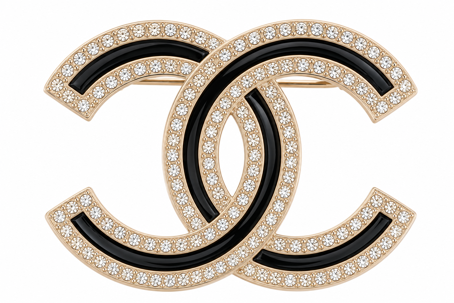 CHANEL BROCHE GRAND MODÈLE CRISTAUX FINITION CHAMPAGNE