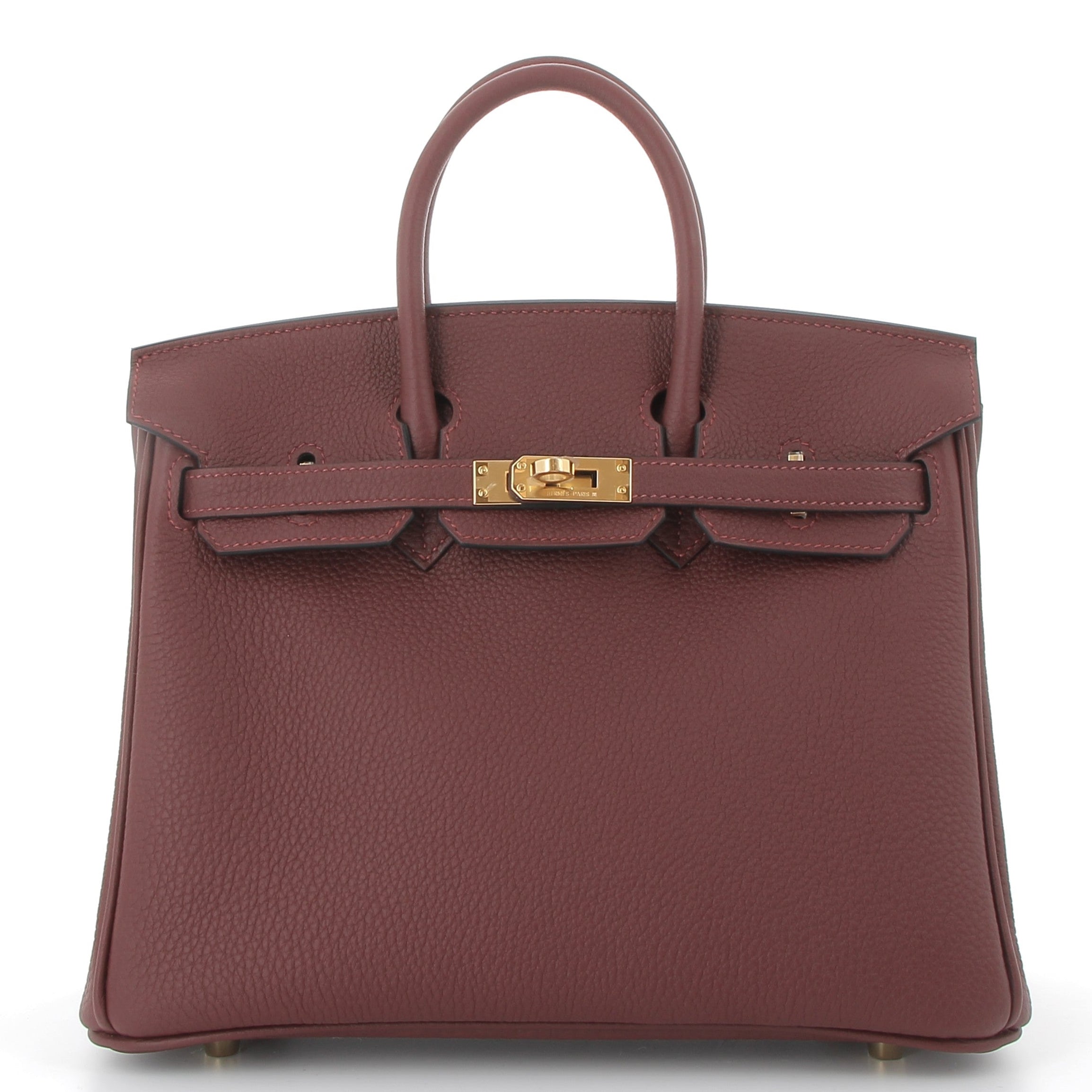 HERMES Birkin 25 Rouge H Cuir Togo Finition Or Jaune