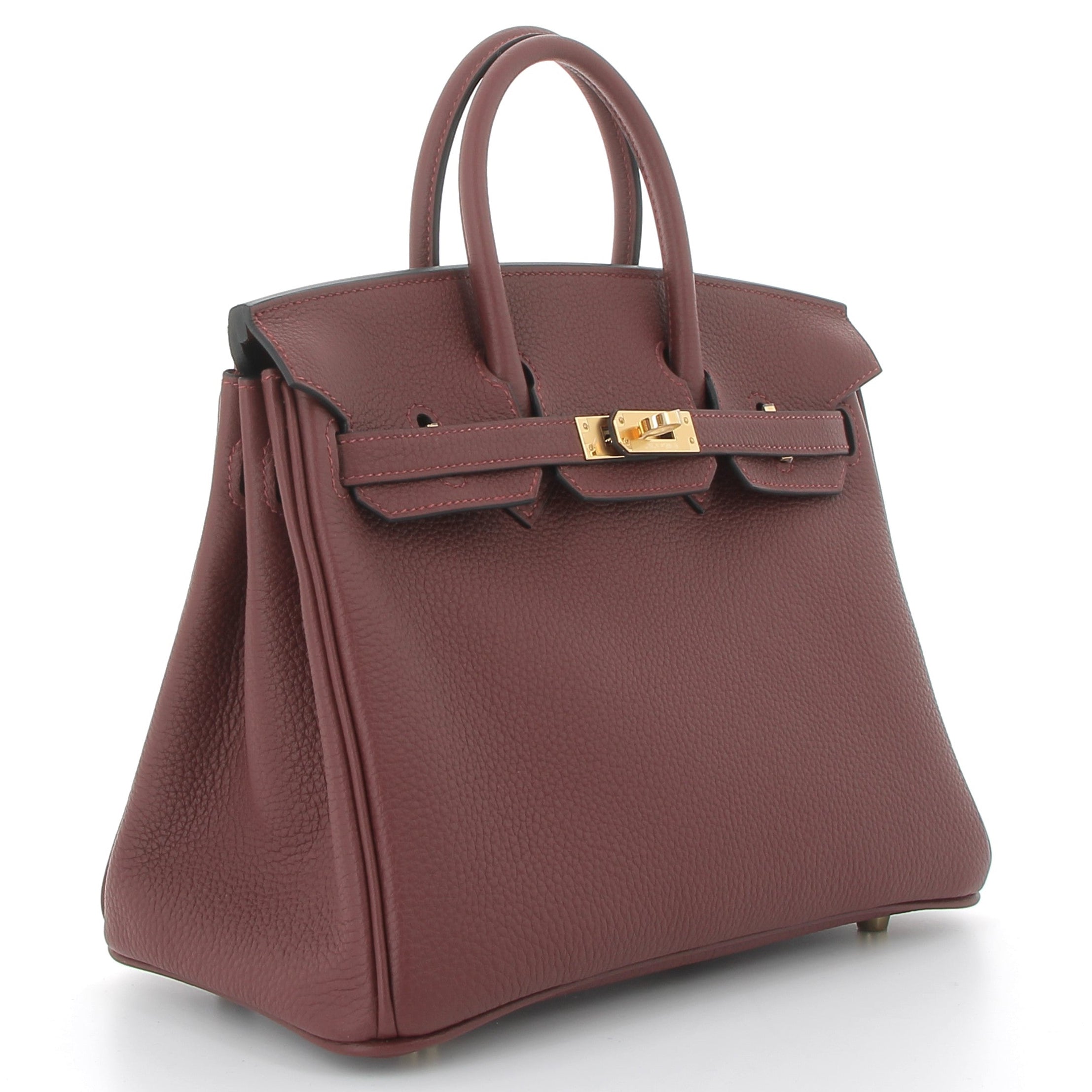 HERMES Birkin 25 Rouge H Cuir Togo Finition Or Jaune