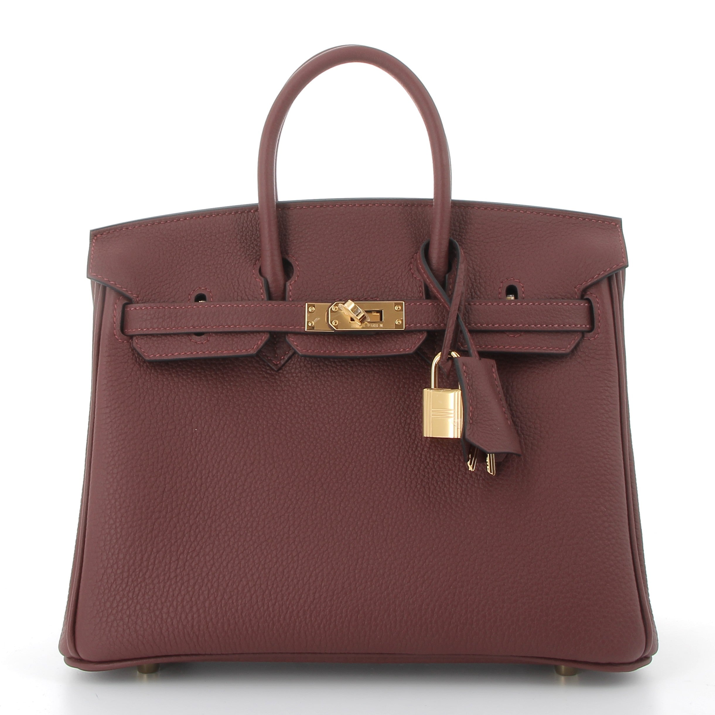 HERMES Birkin 25 Rouge H Cuir Togo Finition Or Jaune