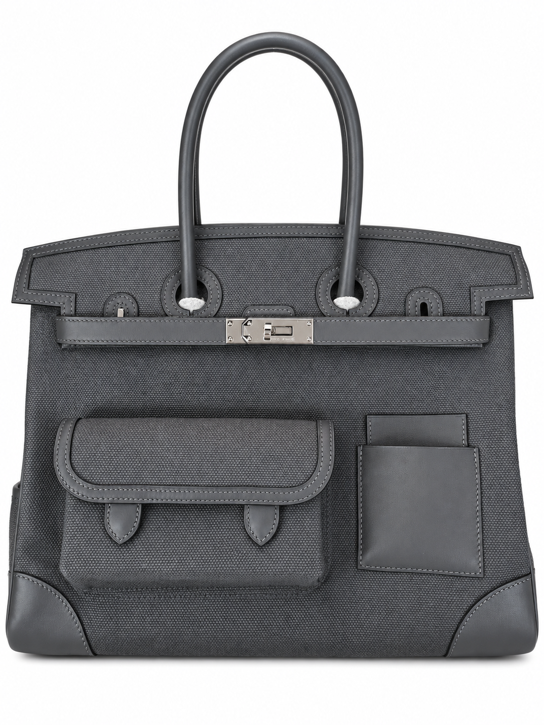 HERMÈS BIRKIN 35 CARGO TOILE & CUIR ARDOISE FINITION PALLADIÉ