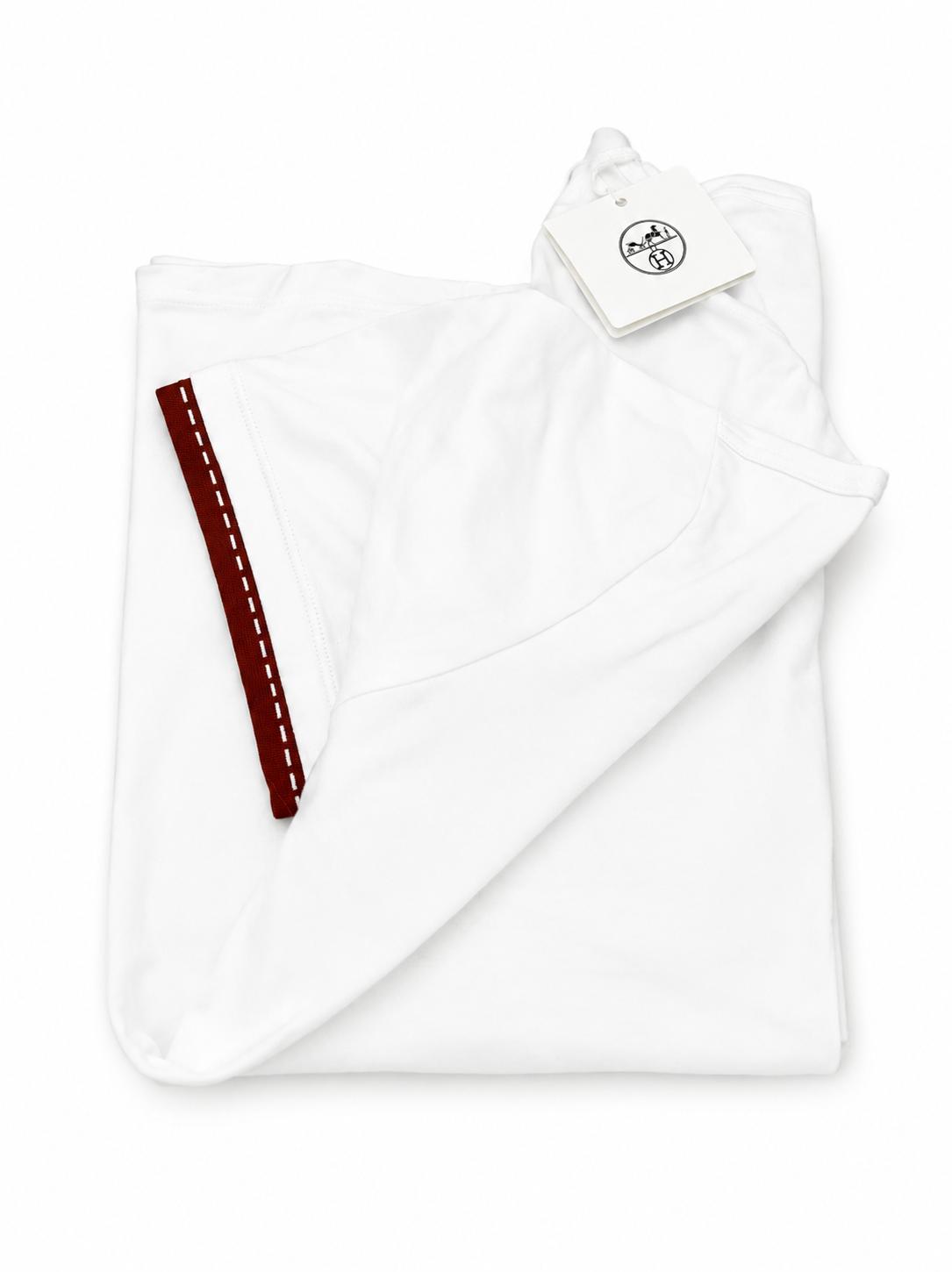 Hermes T Shirt Homme Blanc Détail Sellier Taille M