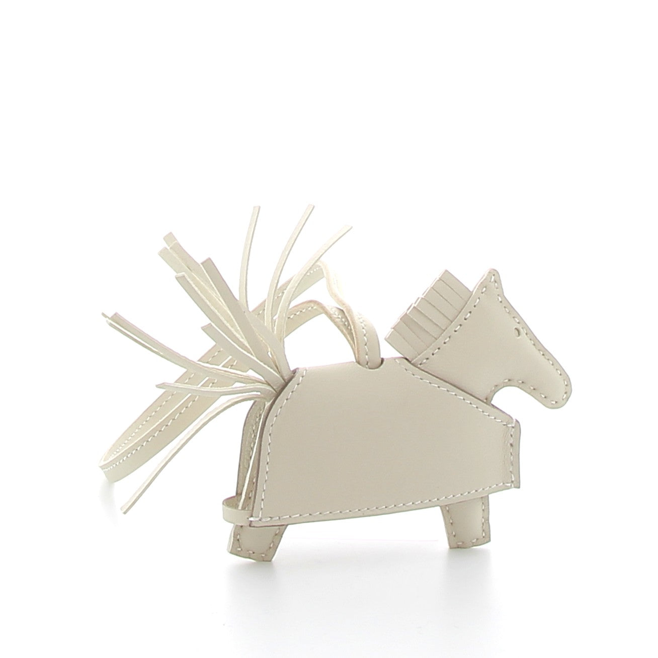 HERMES Charms Rodéo Blanc Cloutée Cuir Agneau Milo Finition Palladié