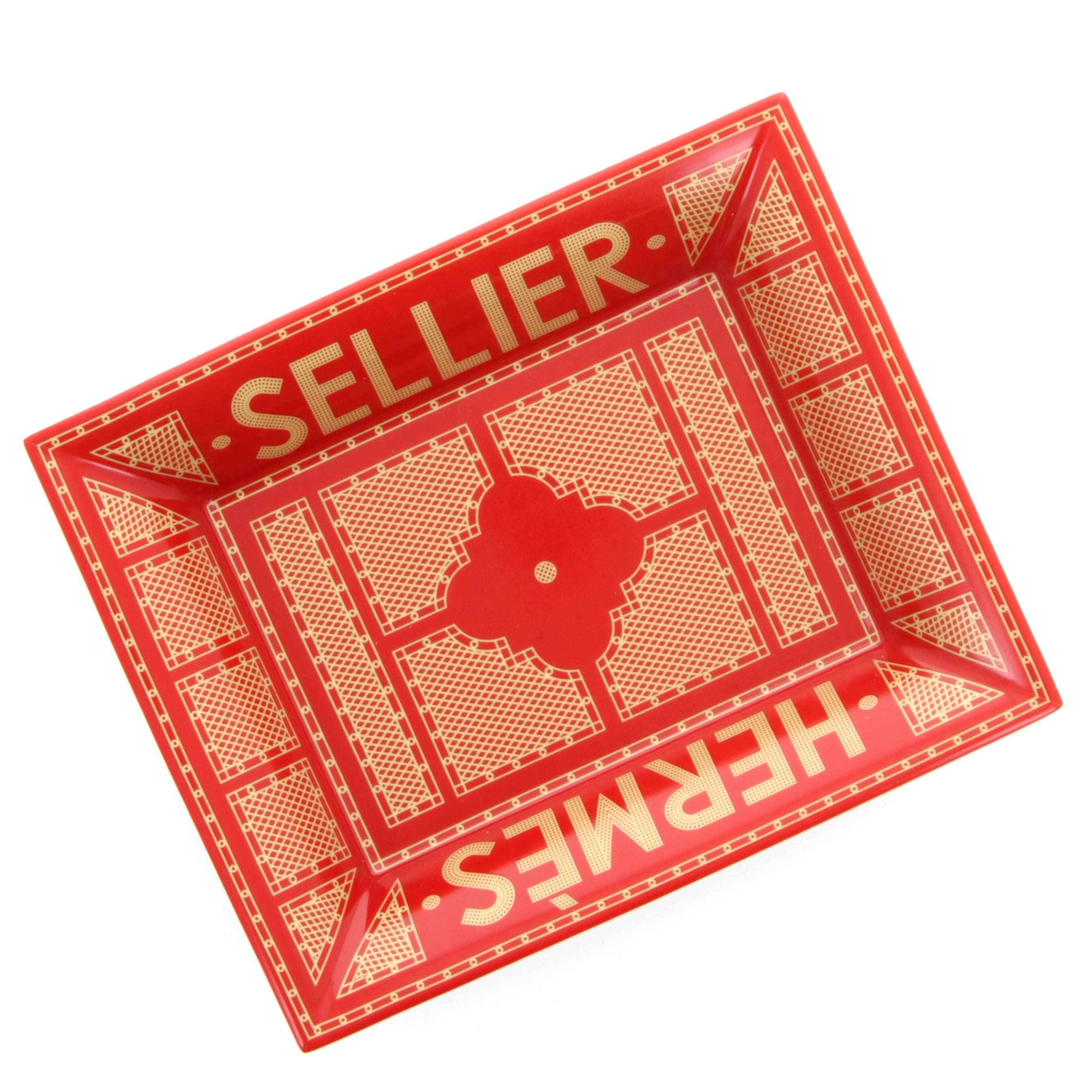 HERMES Vide Poches Sellier Rouge Or