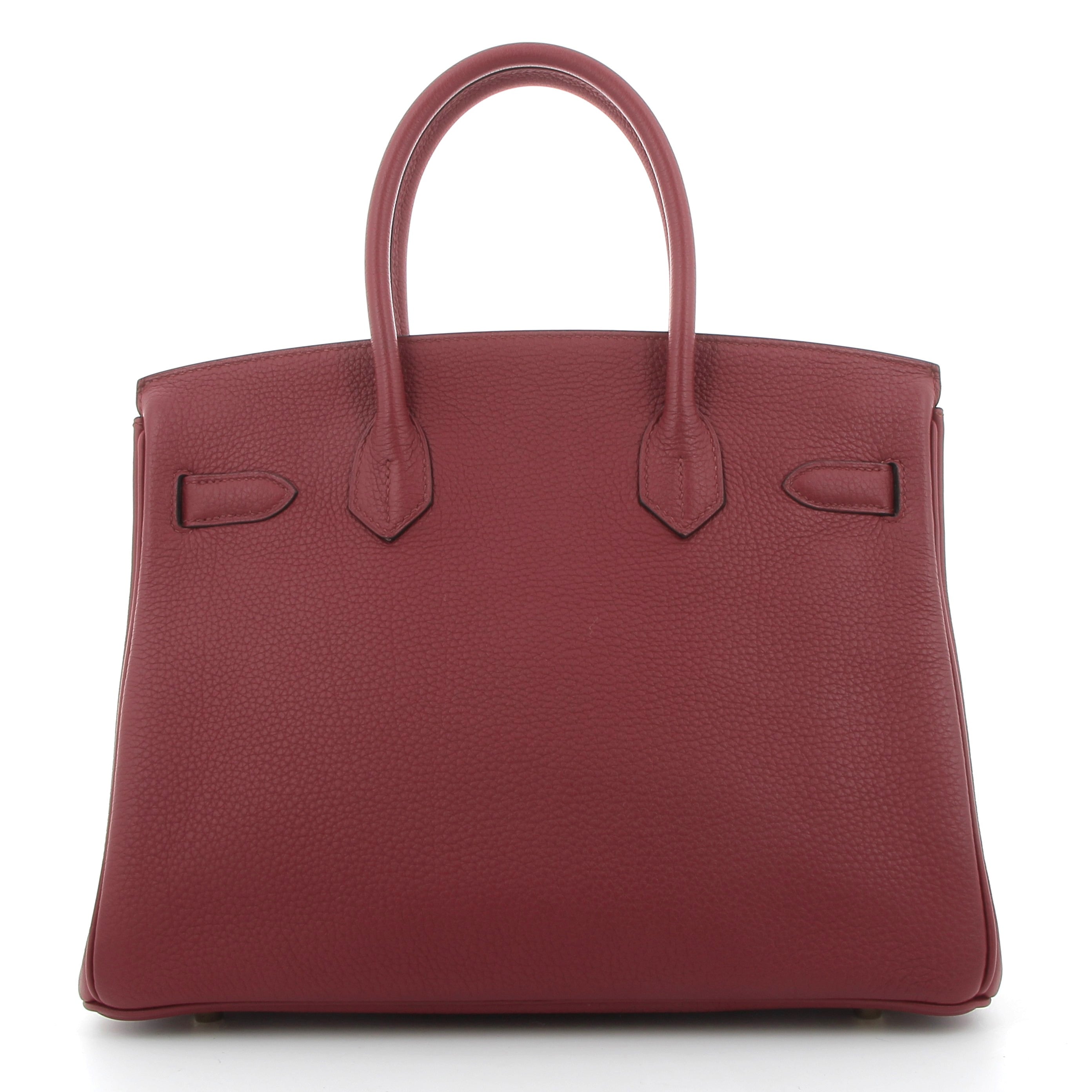 HERMES Birkin 30 Rouge Grenat Cuir Togo Finition Or Jaune