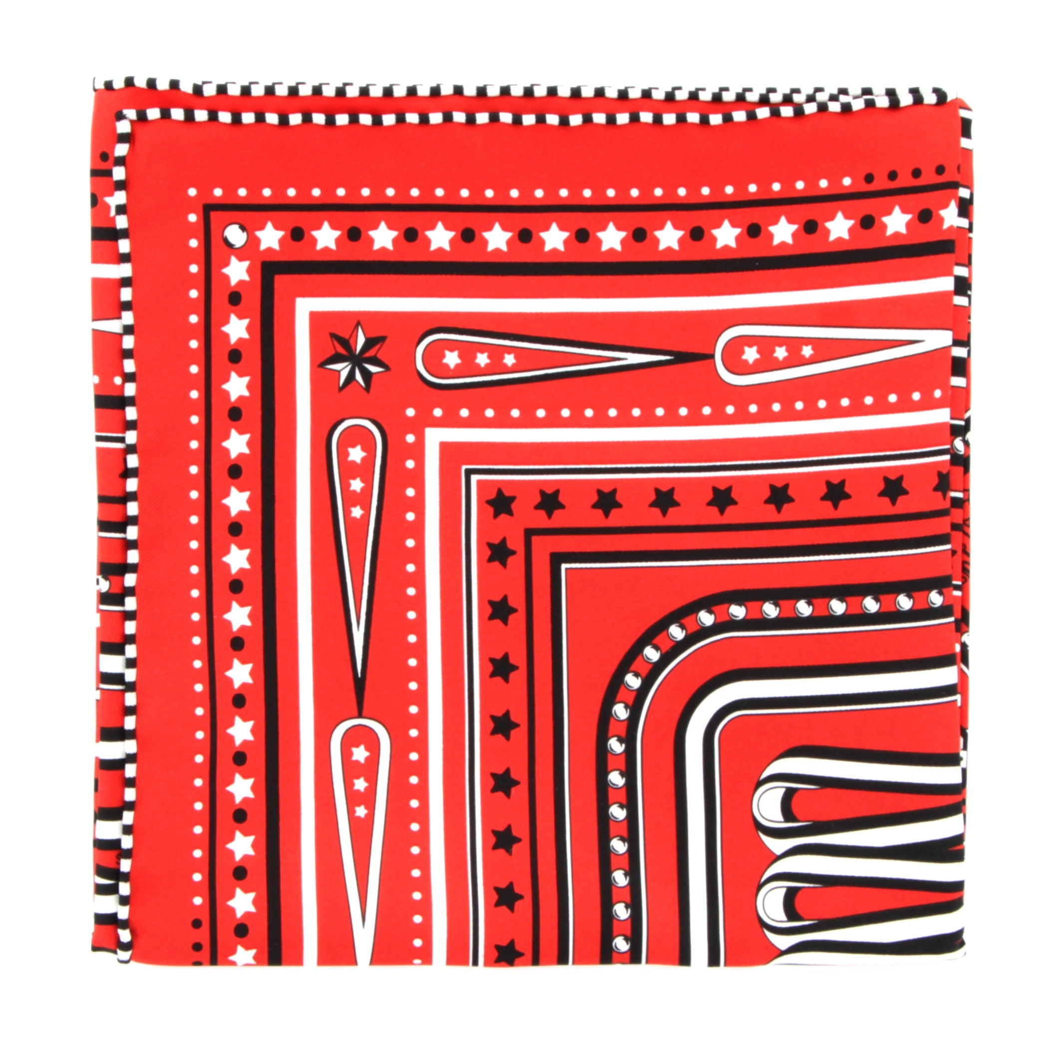 HERMES Bandana 55 Twill Rouge/Noir/Blanc en Soie