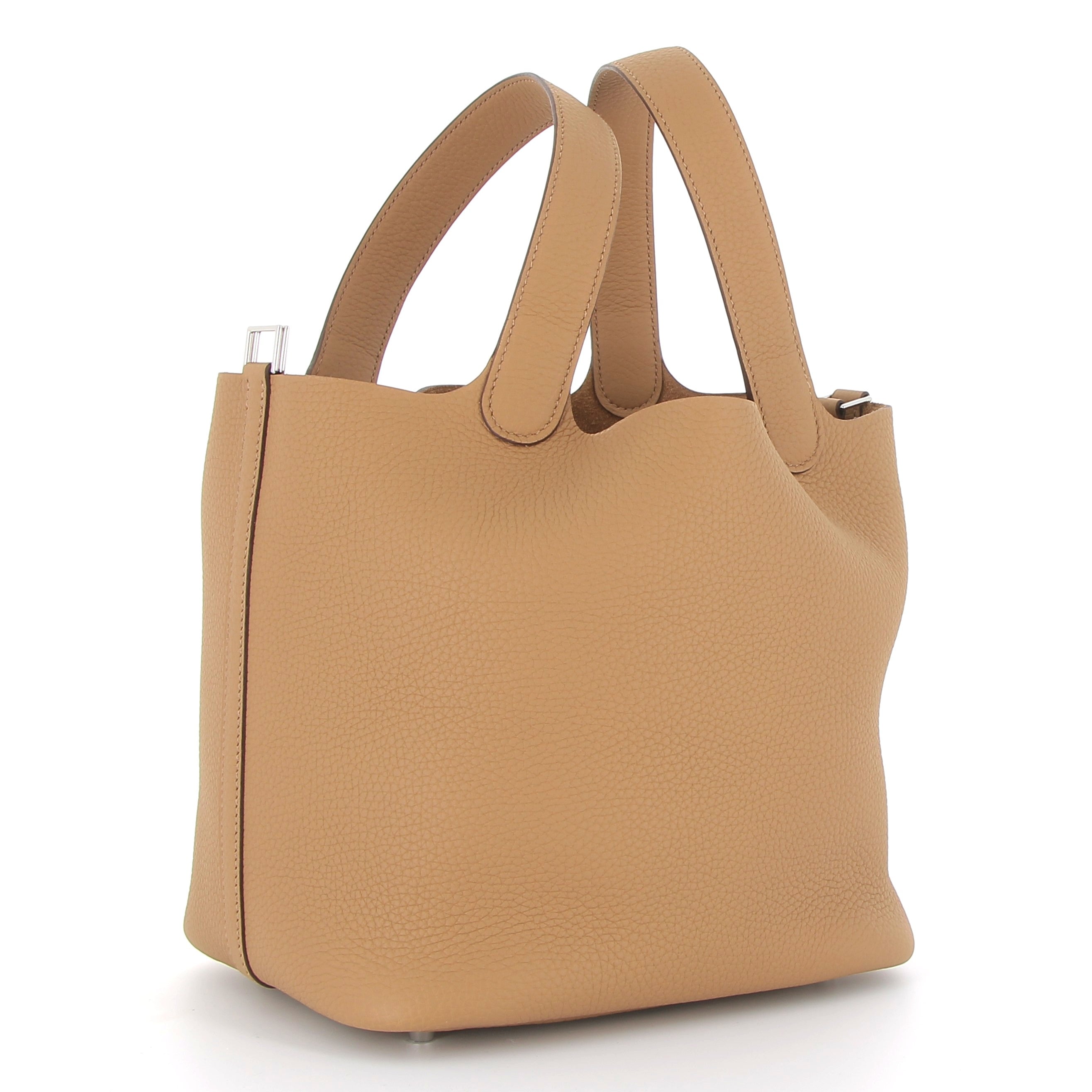 HERMES Picotin 22 Biscuit Cuir Taurillon Clemence Finition Palladié