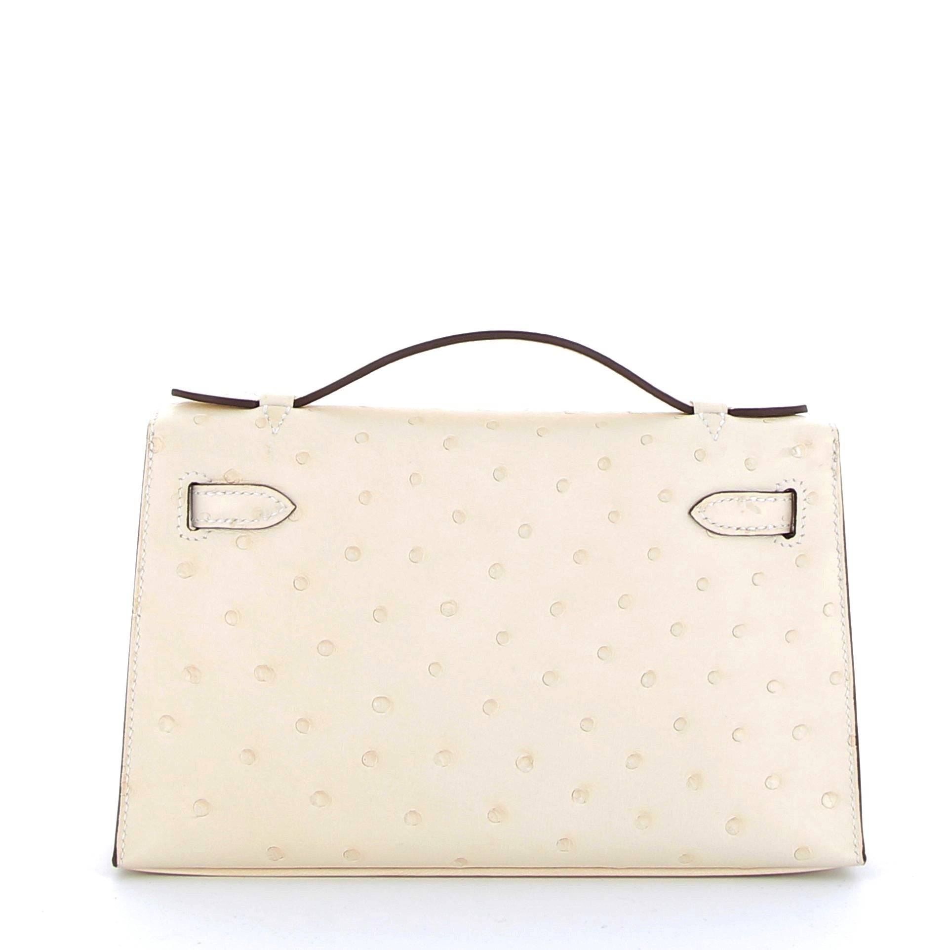 HERMES Kelly Pochette Nata Autruche Finition Or Jaune