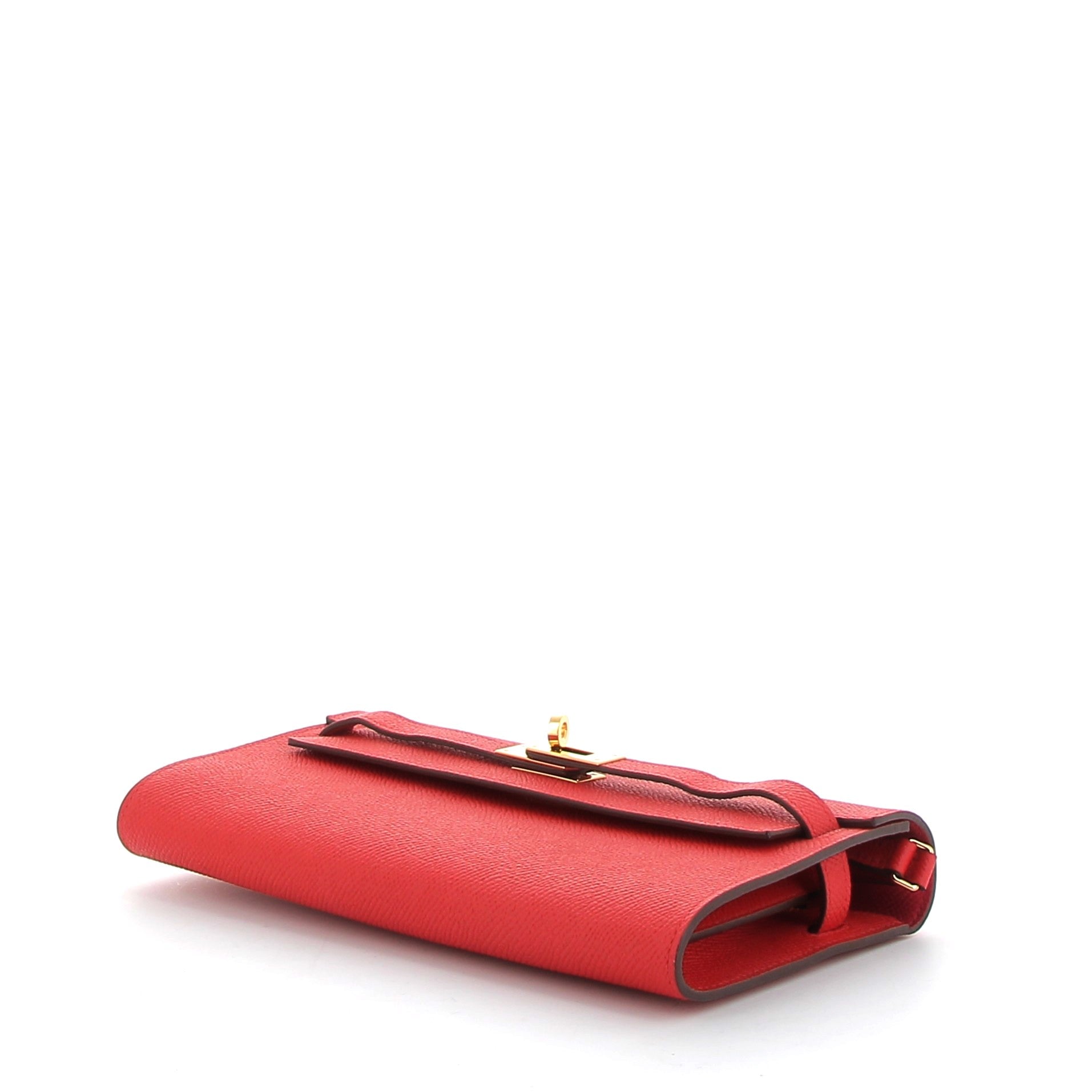 HERMES Kelly To Go Rouge Casaque Epsom Finition Or Jaune
