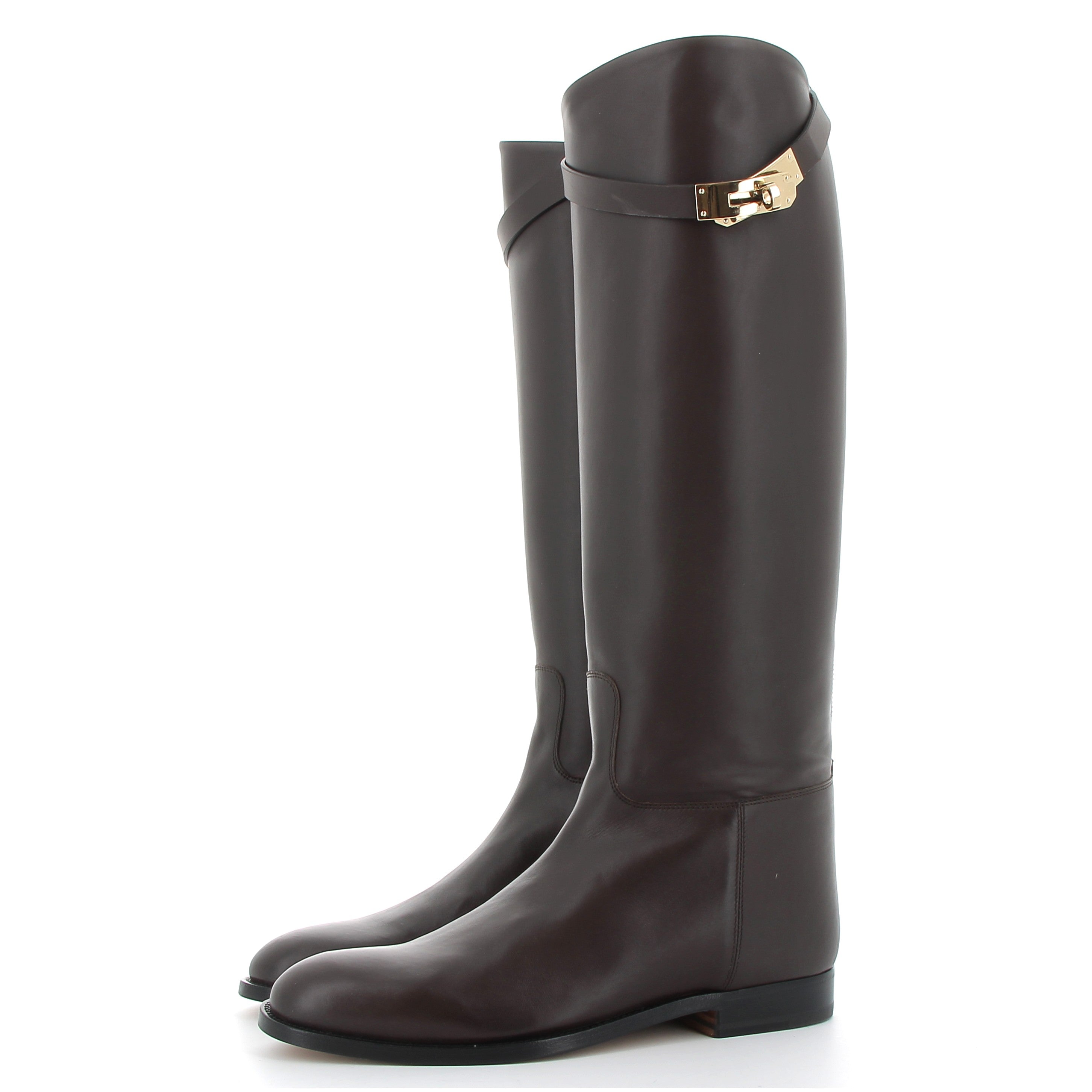 HERMES Bottes Jumping Ebene Cuir de Veau