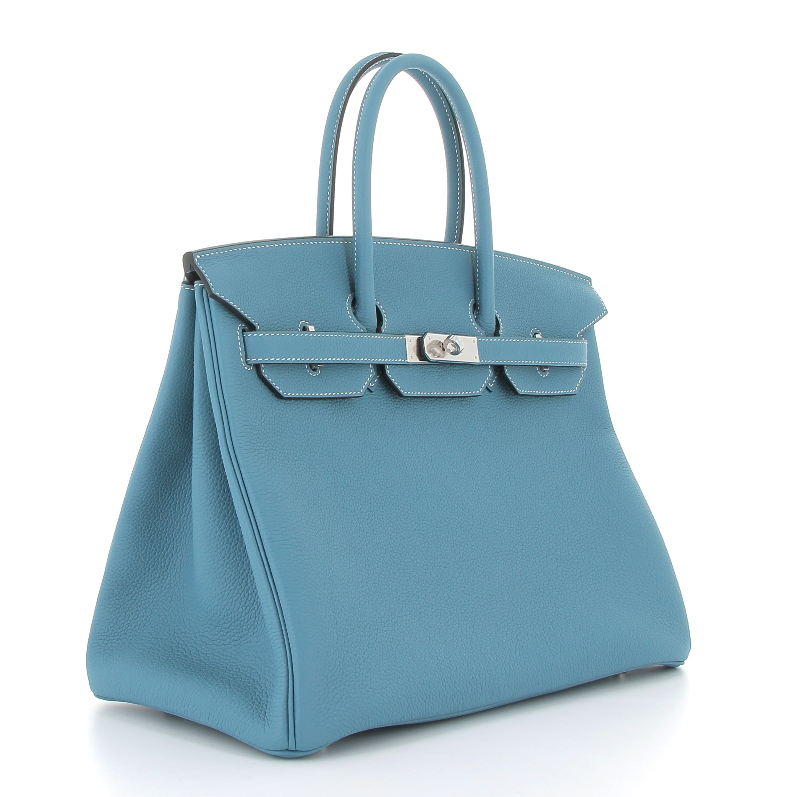 HERMES Birkin 35 Bleu Jean Cuir Togo Finition Palladié