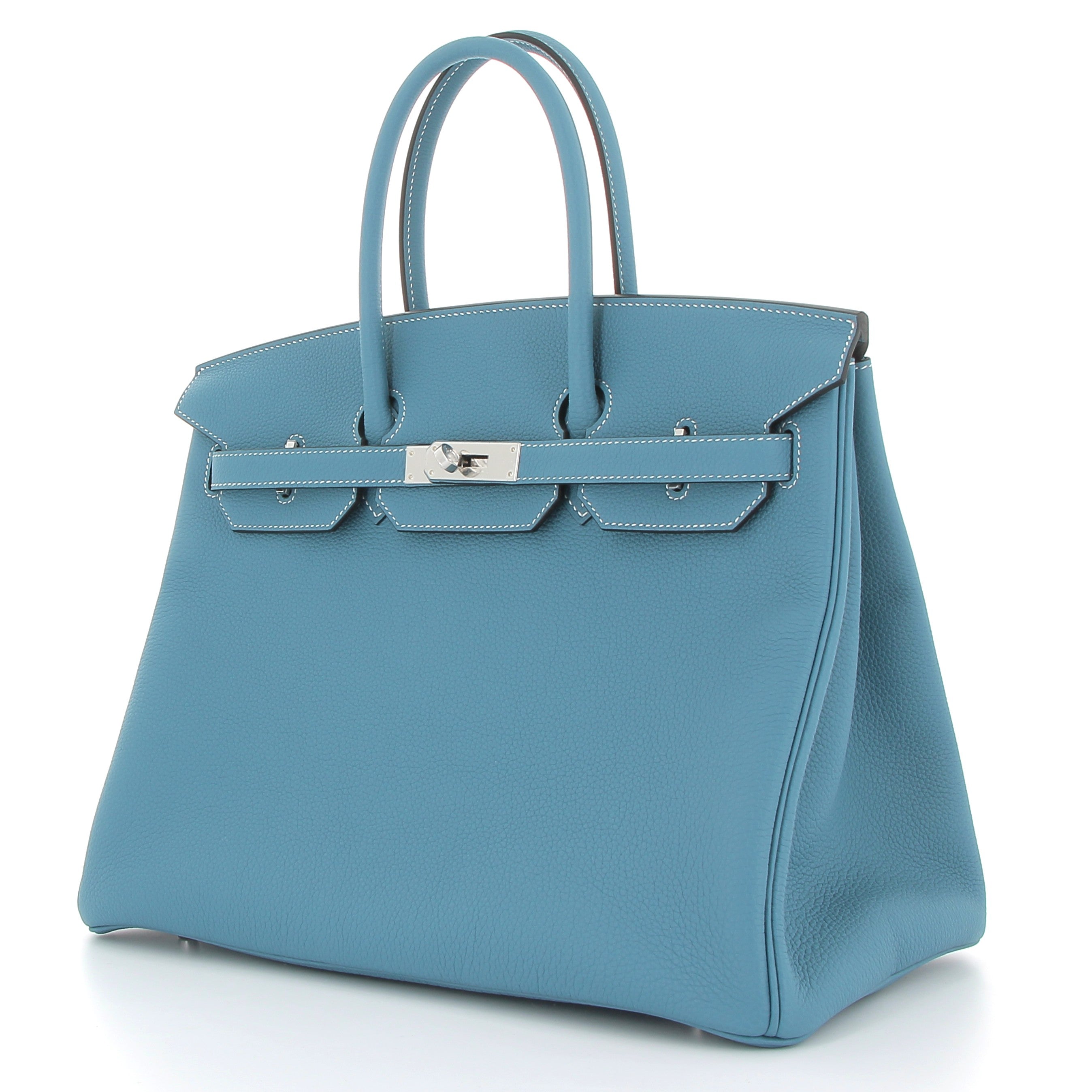 HERMES Birkin 35 Bleu Jean Cuir Togo Finition Palladié
