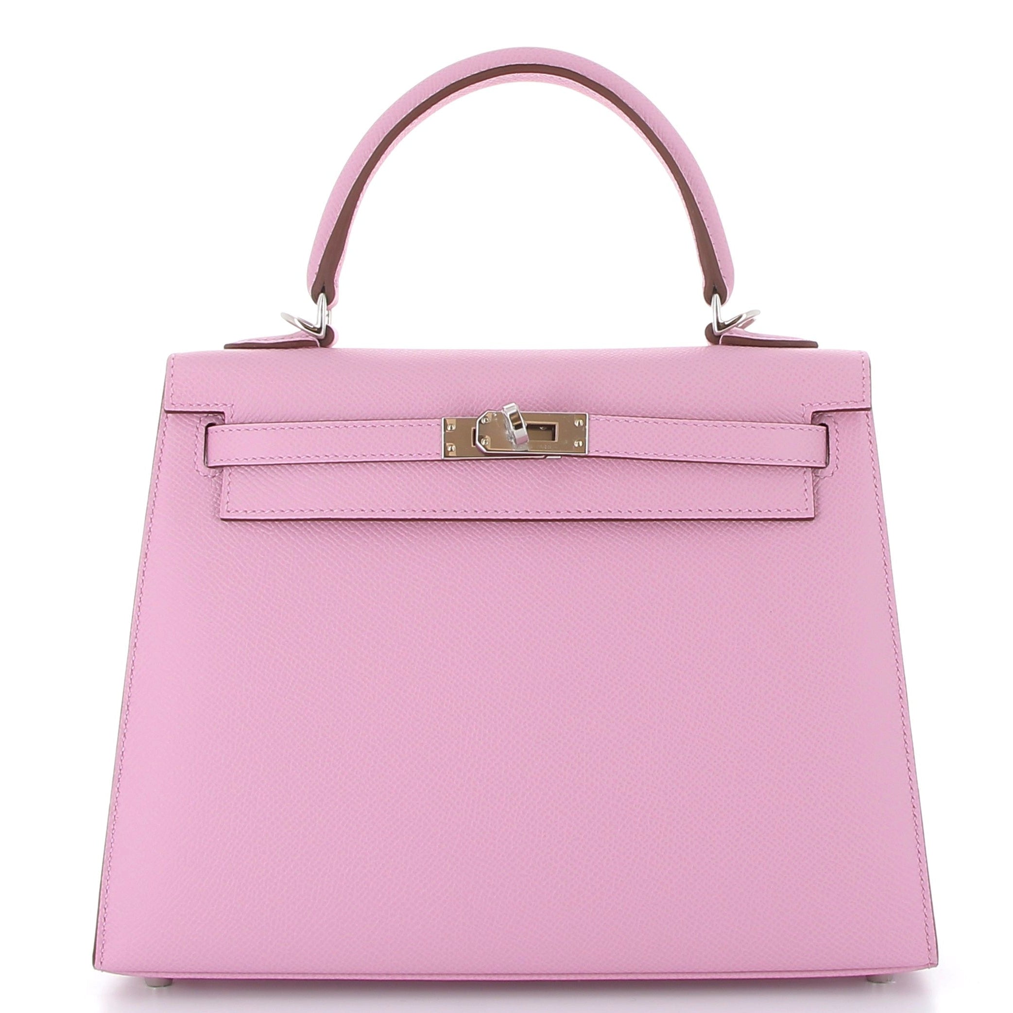 HERMES Kelly 25 Mauve Sylvestre Cuir Epsom Finition Palladié
