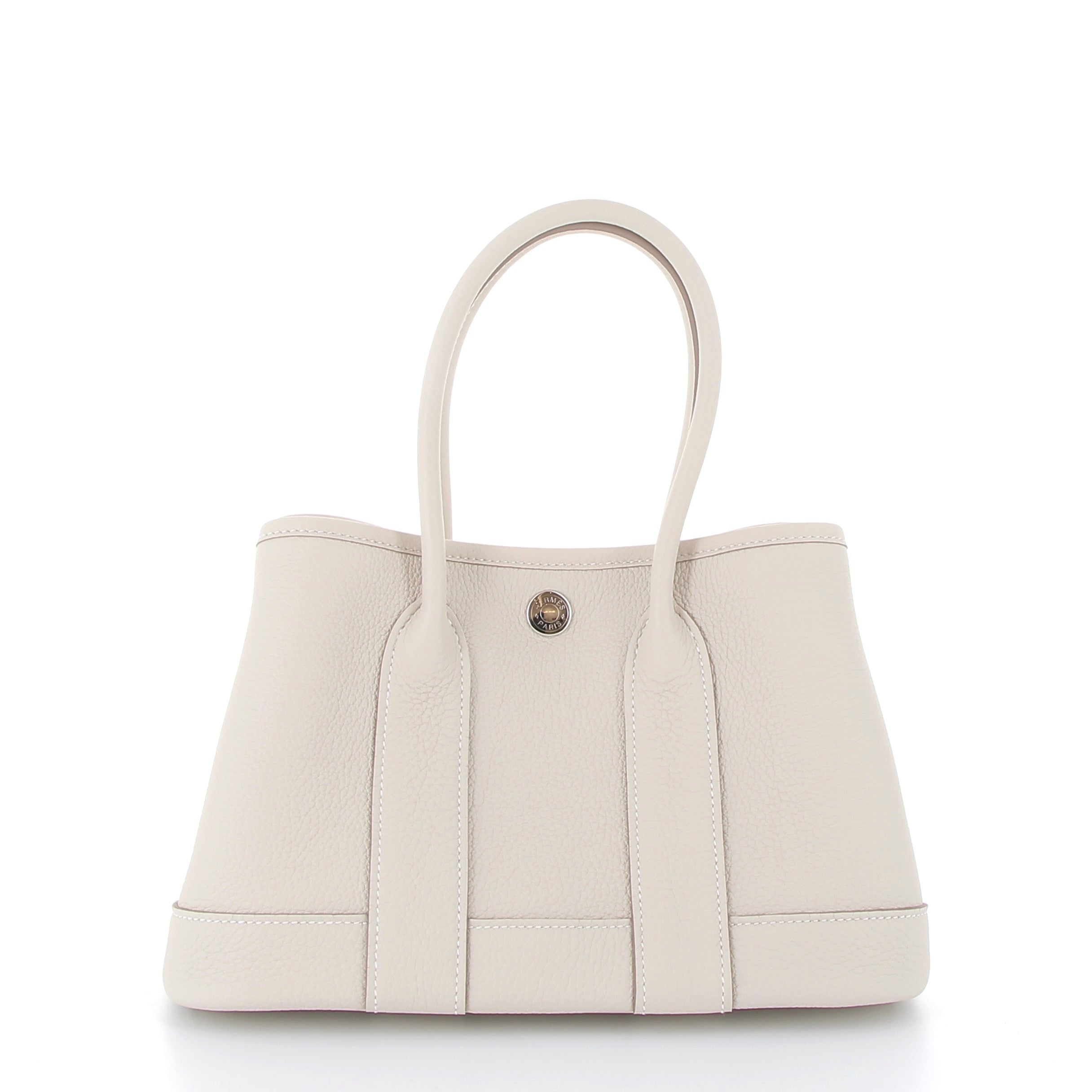 HERMES Mini Garden Party Craie Cuir Togo Finition Palladié