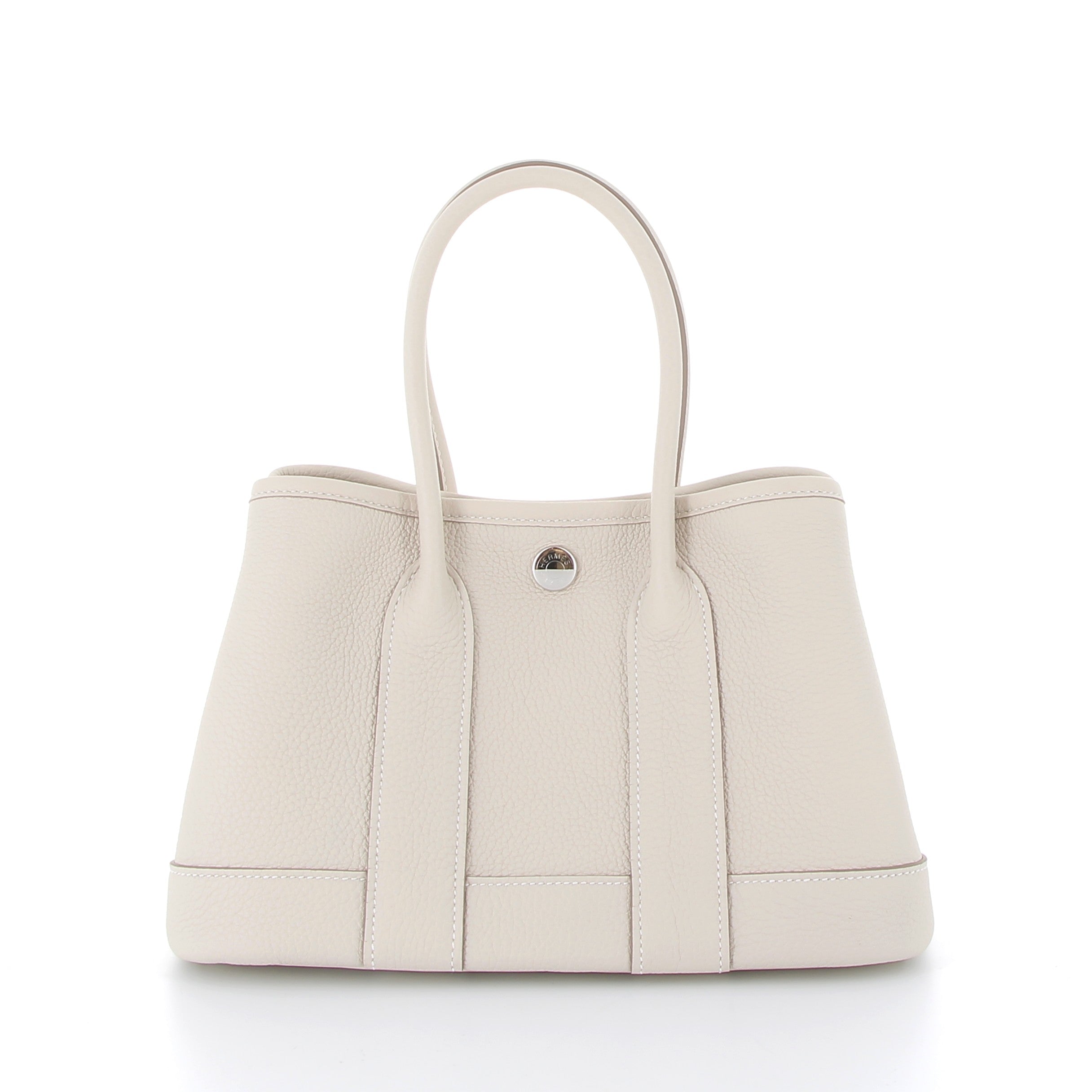HERMES Mini Garden Party Craie Cuir Togo Finition Palladié