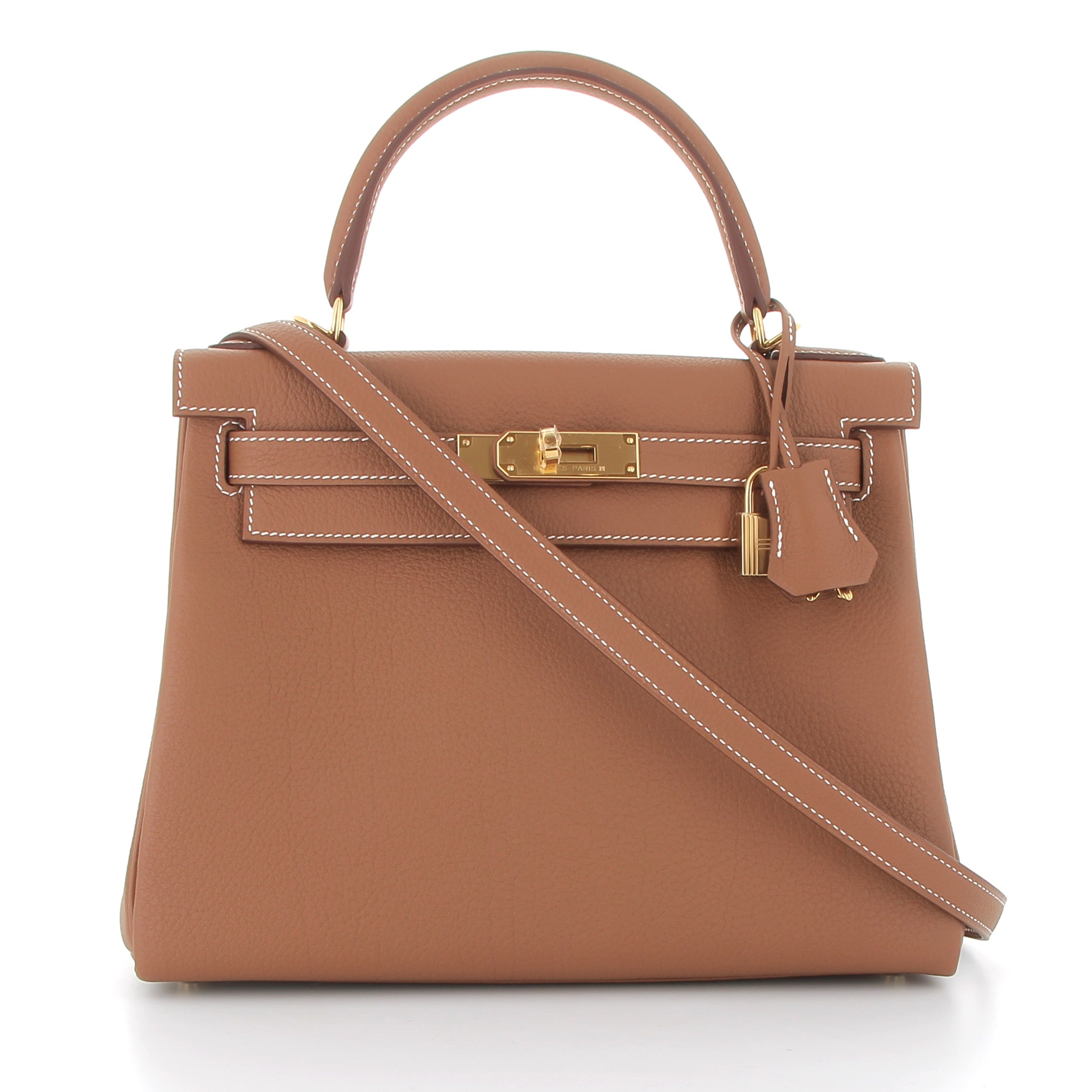 HERMES Kelly 28 Gold Cuir Togo Finition Or Jaune