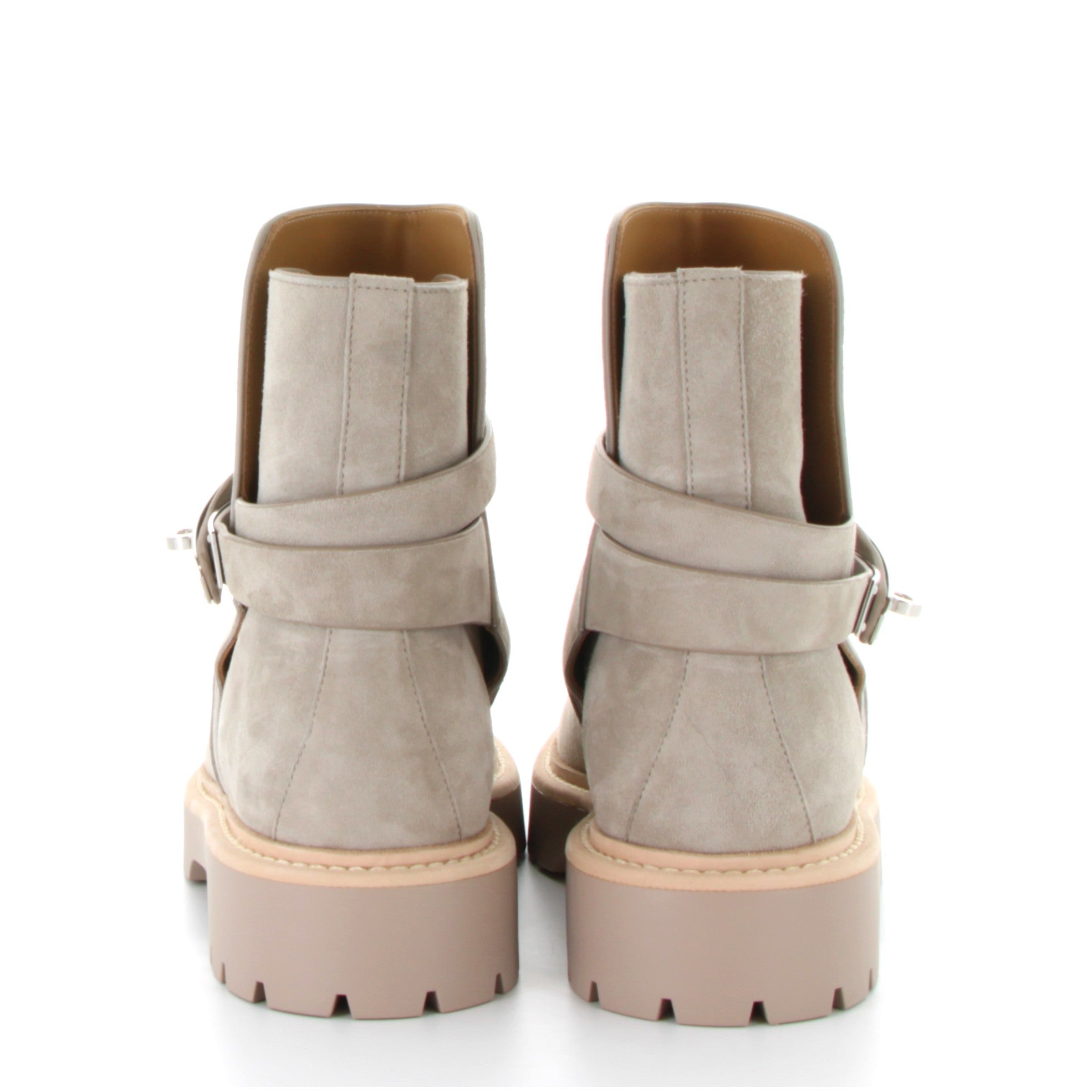 HERMES Bottines Jeff Beige Galet Chèvre Velours