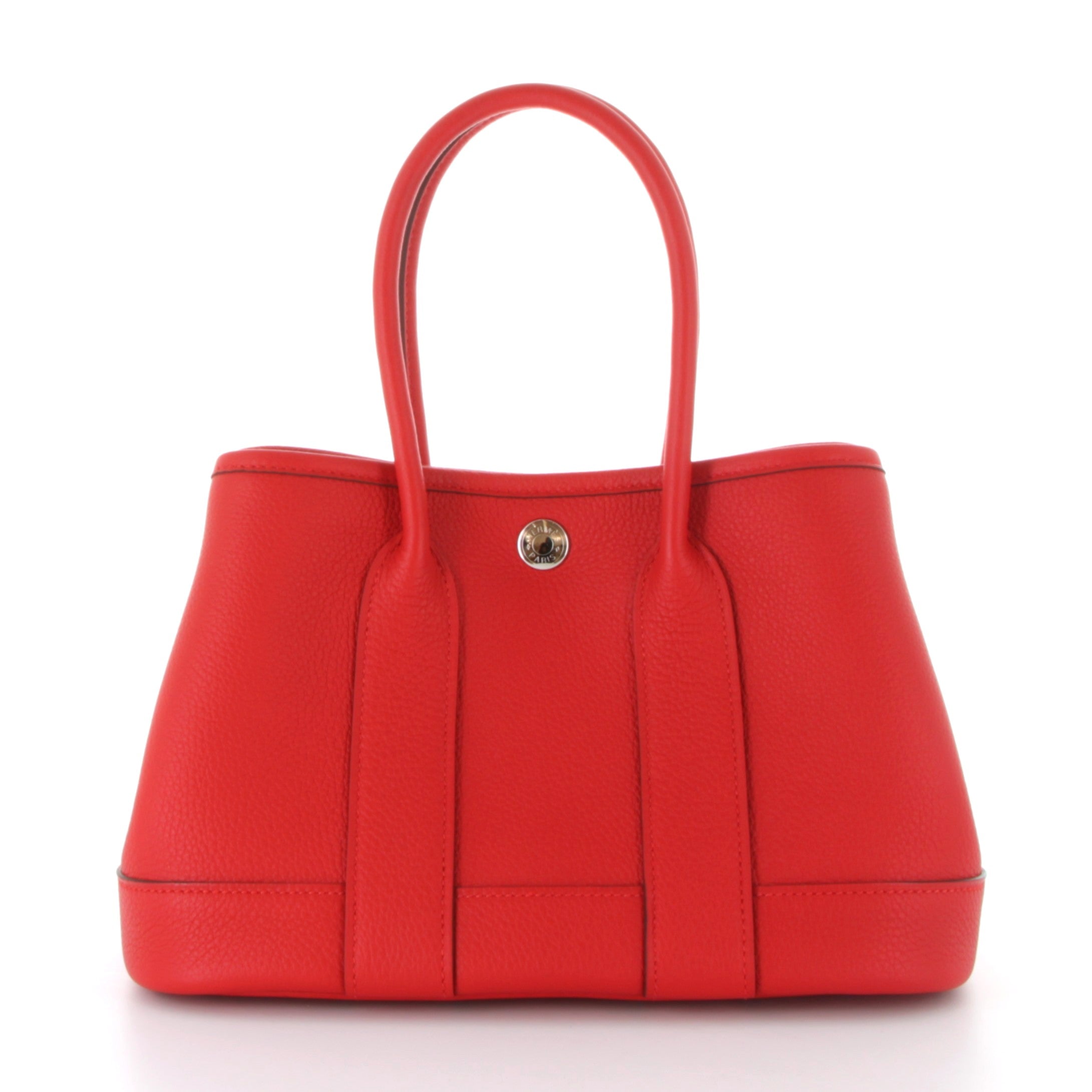 HERMES Mini Garden Party Rouge Radieux Cuir Togo Finition Palladié