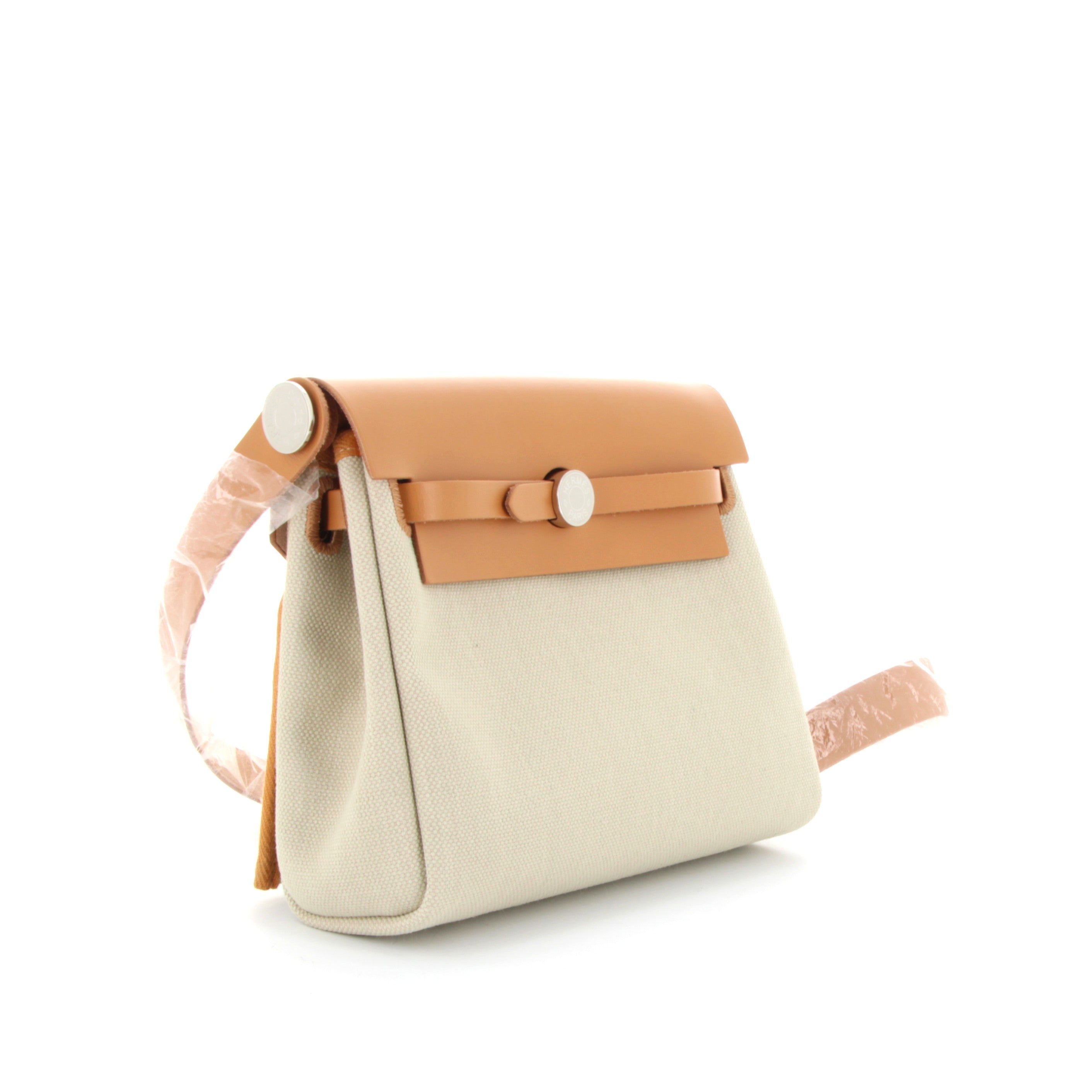 HERMES Mini Herbag Beton/Naturel Sable Toile Militaire/Hunter Finition Palladié