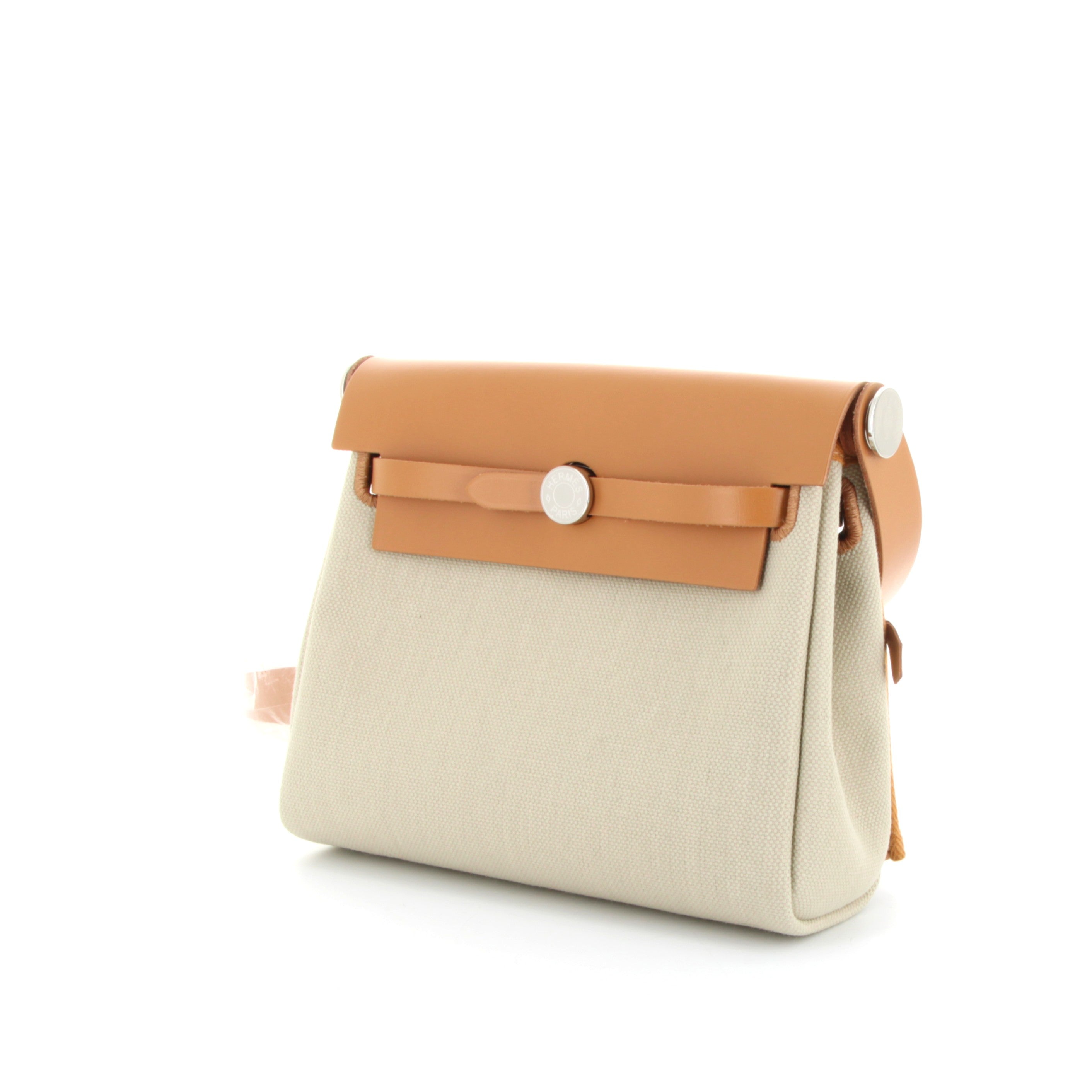 HERMES Mini Herbag Beton/Naturel Sable Toile Militaire/Hunter Finition Palladié