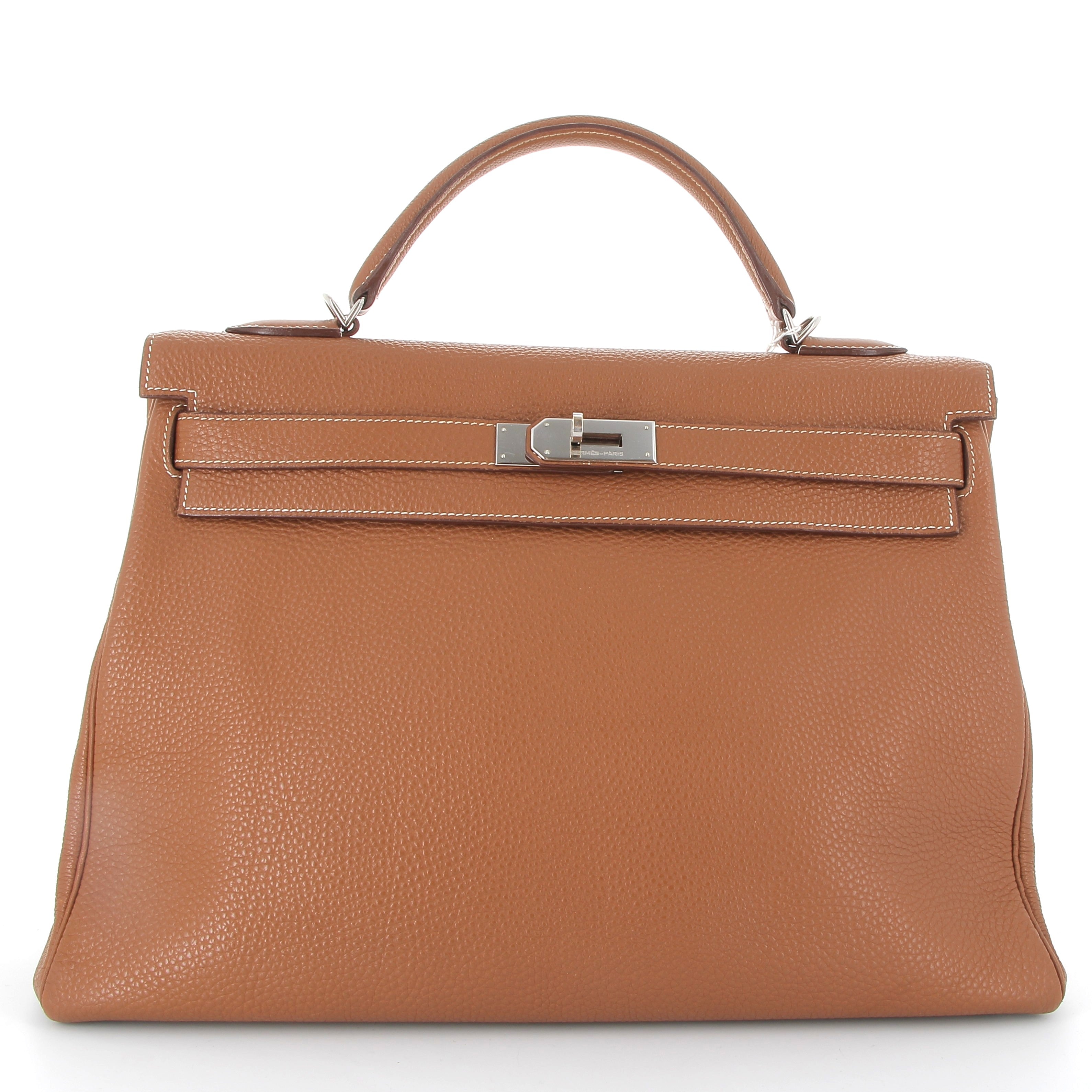 HERMES Kelly 40 Gold Togo Finition Palladié