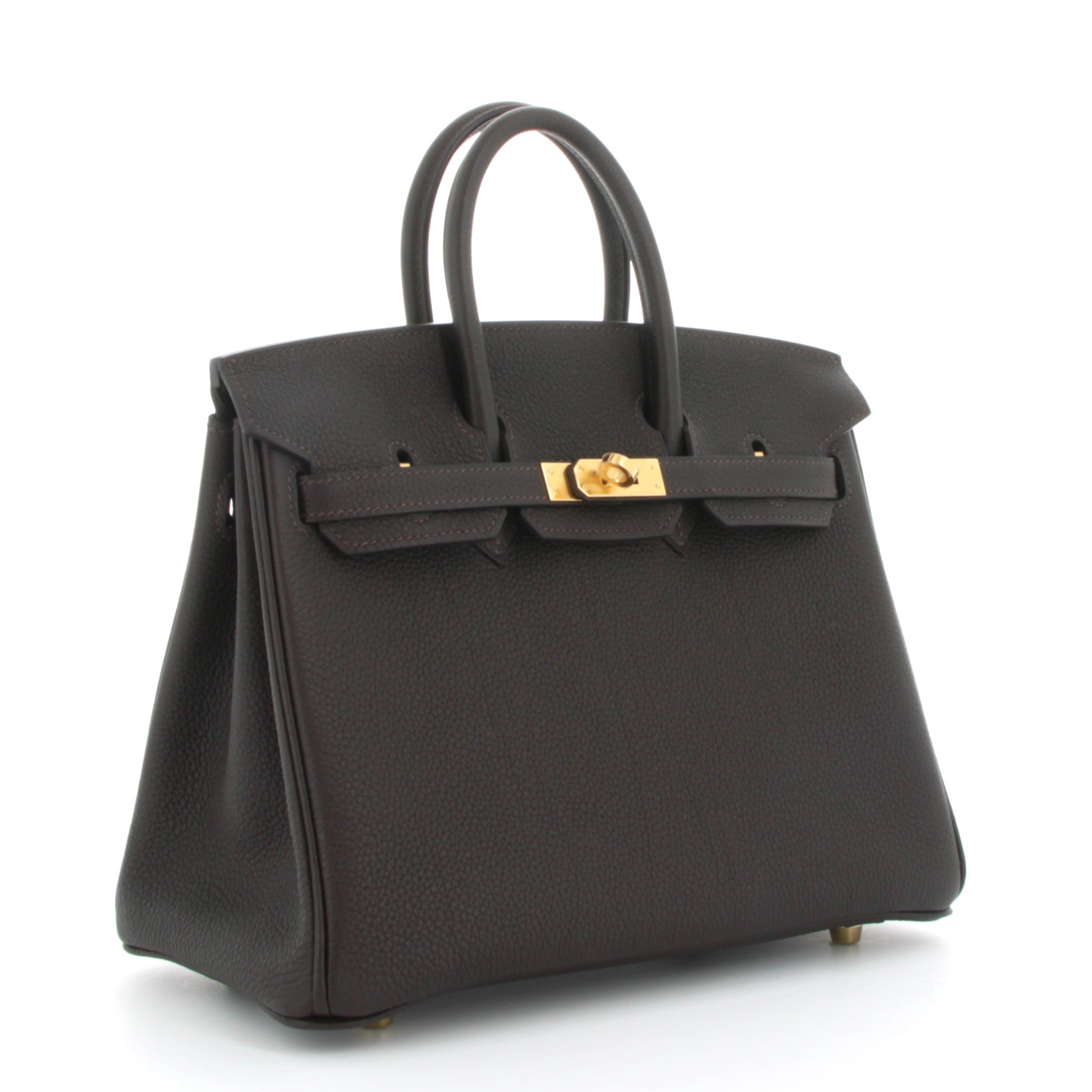 HERMES Birkin 25 Bai Brun Veau Togo Finition Palladie