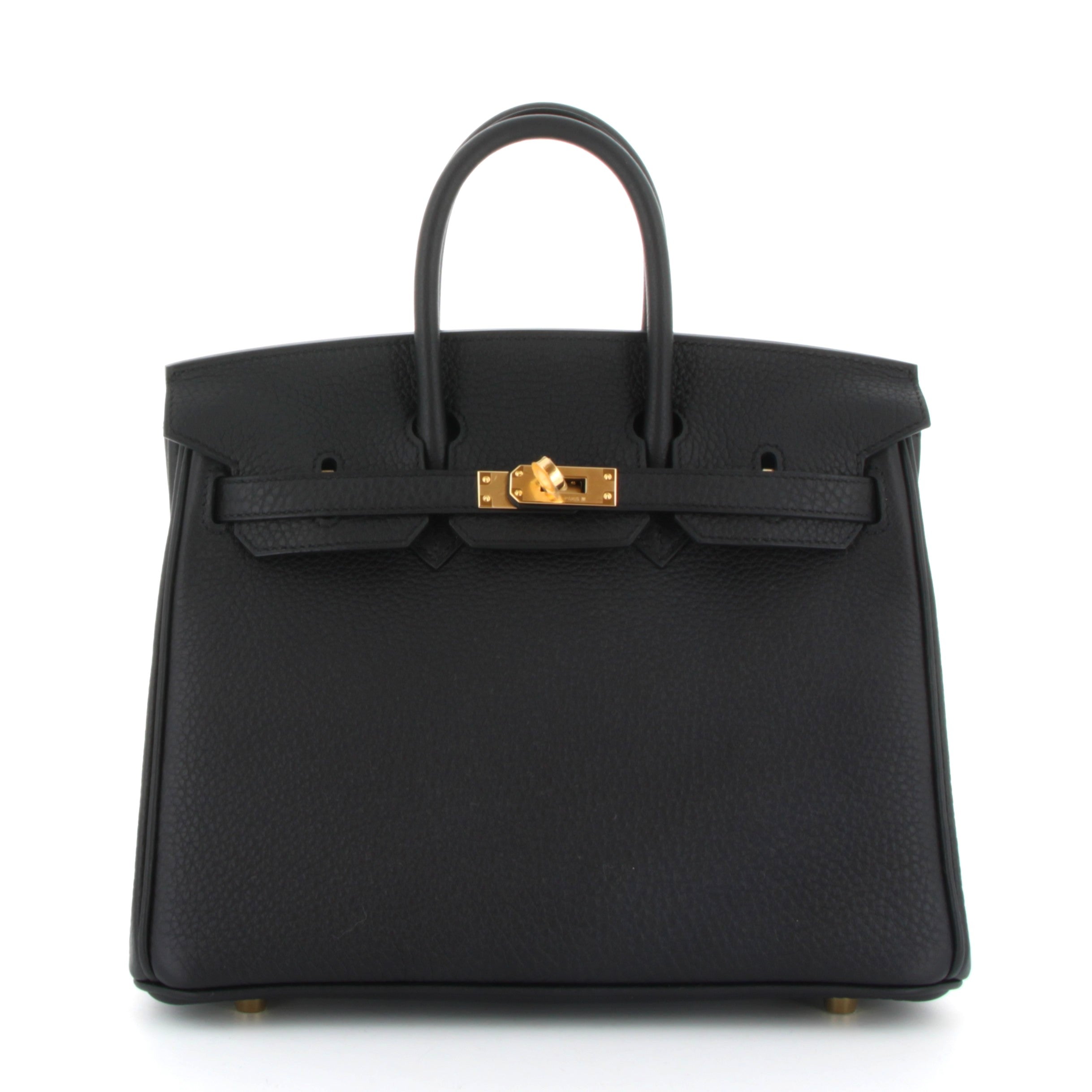 HERMES Birkin 25 Noir Togo Finition Or Jaune