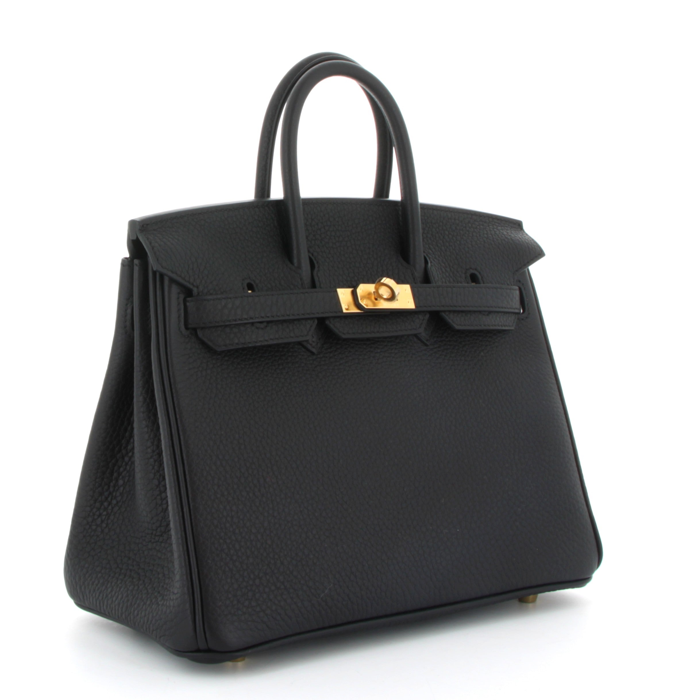 HERMES Birkin 25 Noir Togo Finition Or Jaune