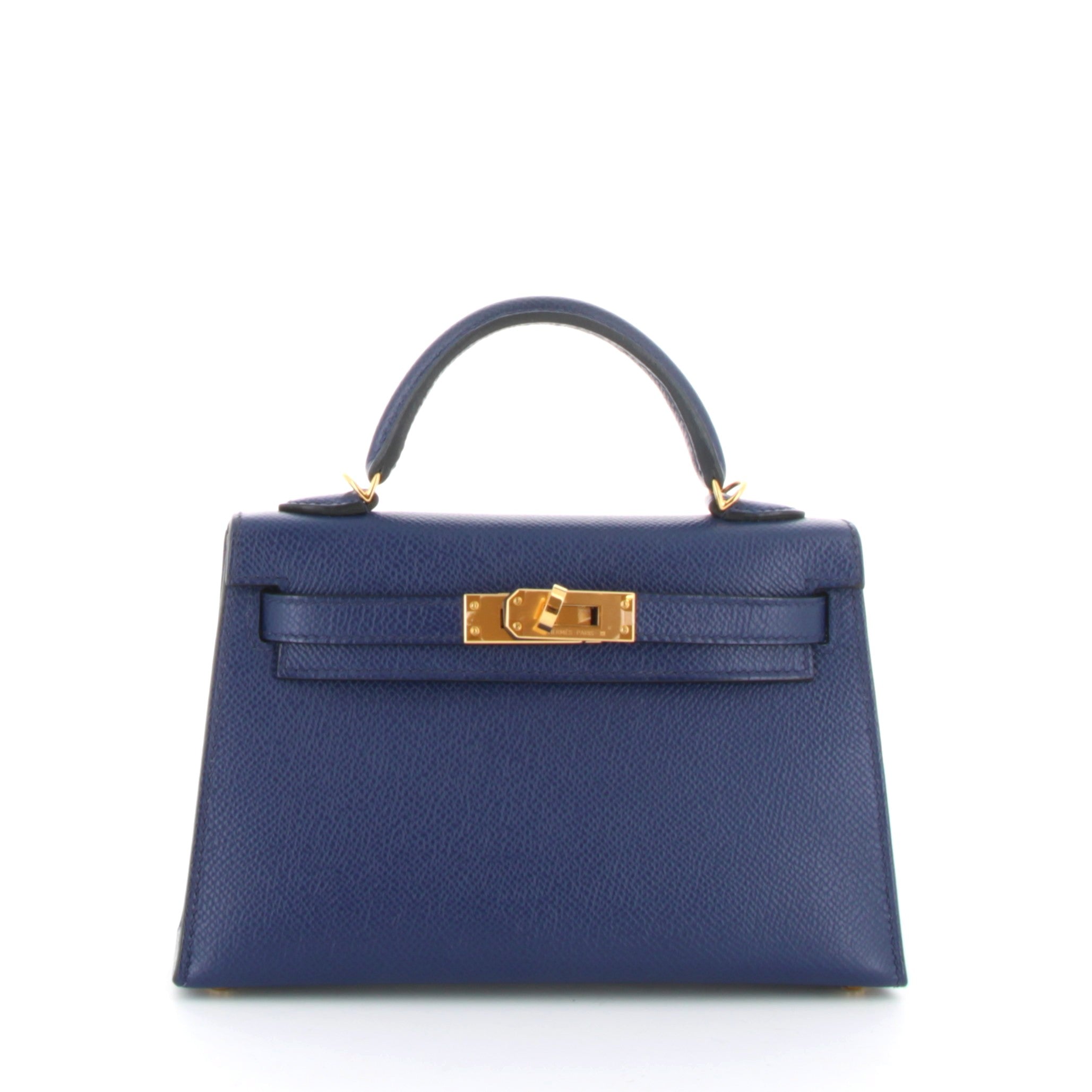 HERMES Kelly 20 Bleu Saphire Finition Or Jaune