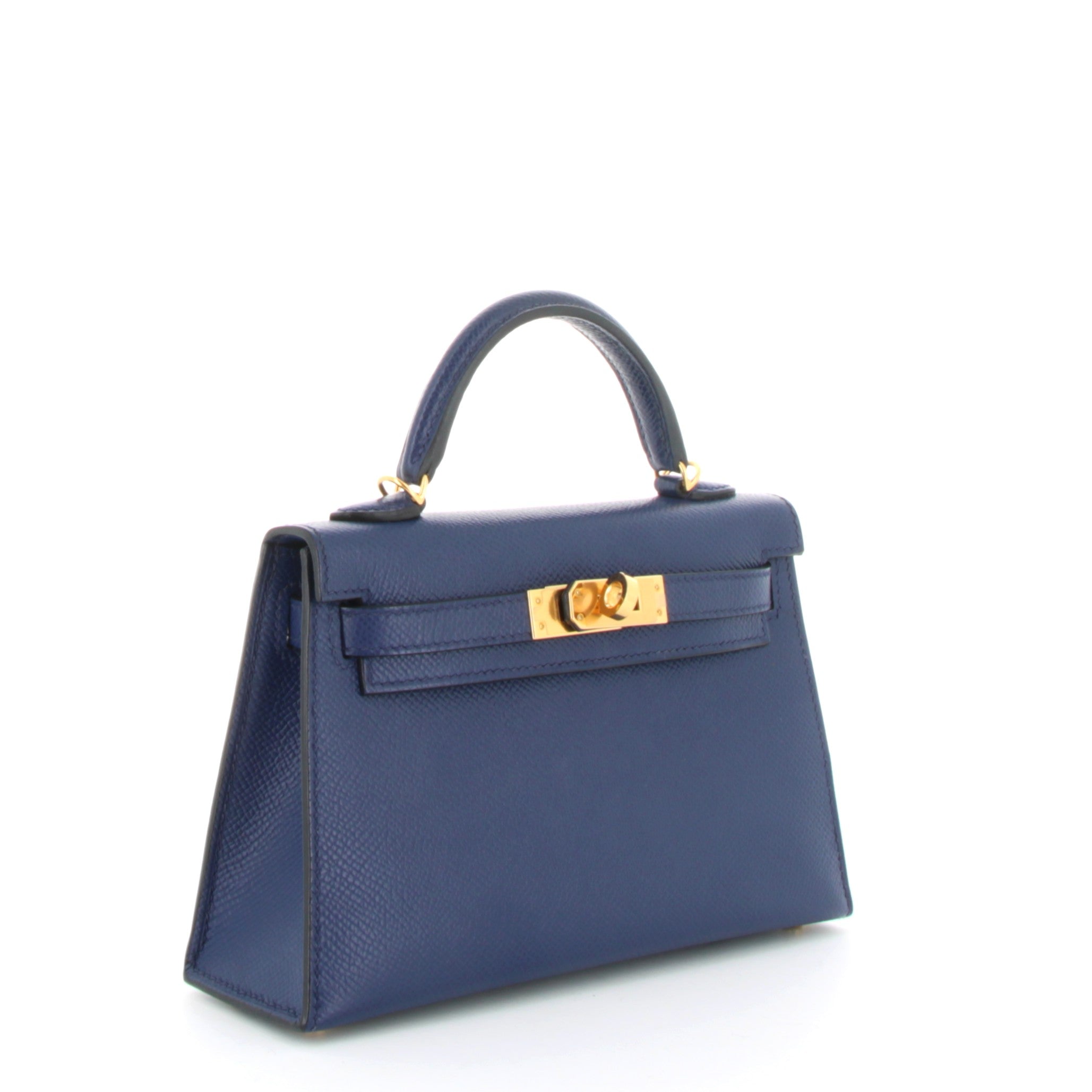 HERMES Kelly 20 Bleu Saphire Finition Or Jaune