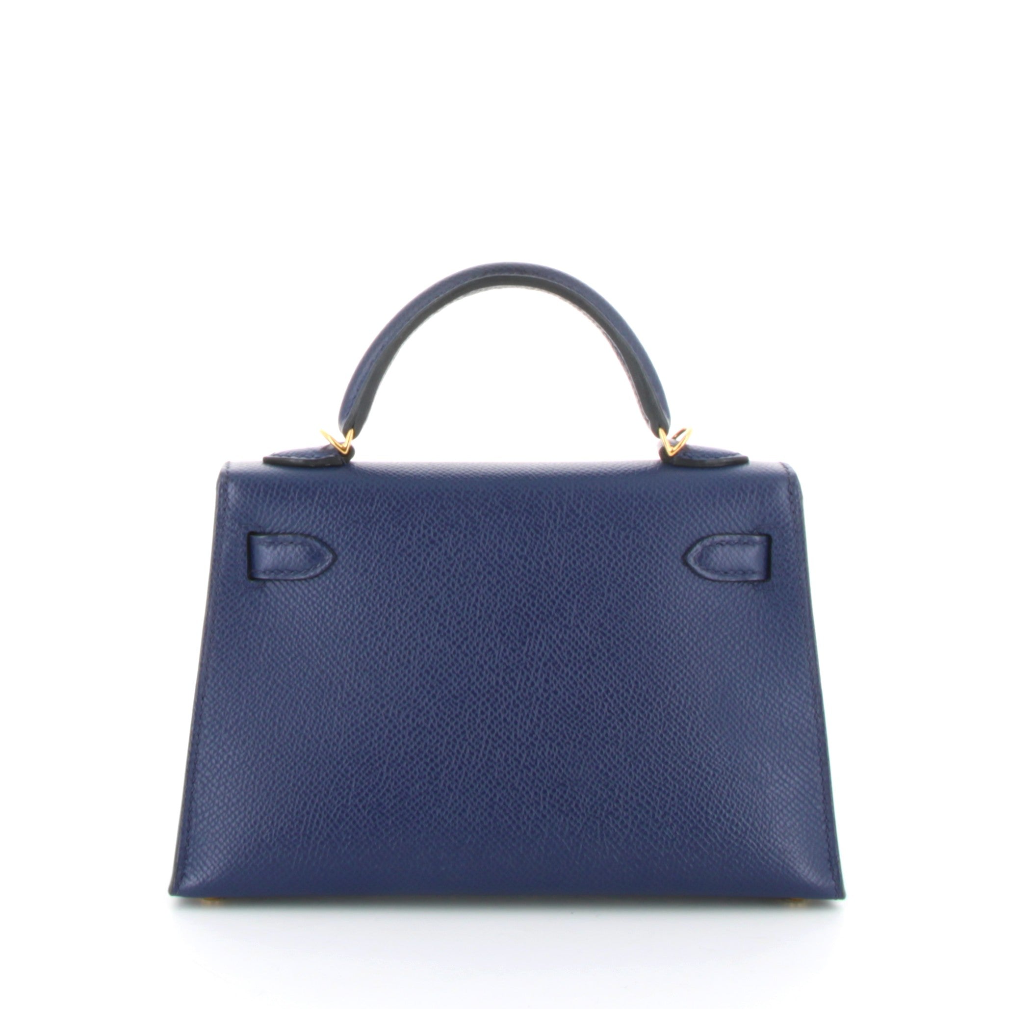 HERMES Kelly 20 Bleu Saphire Finition Or Jaune