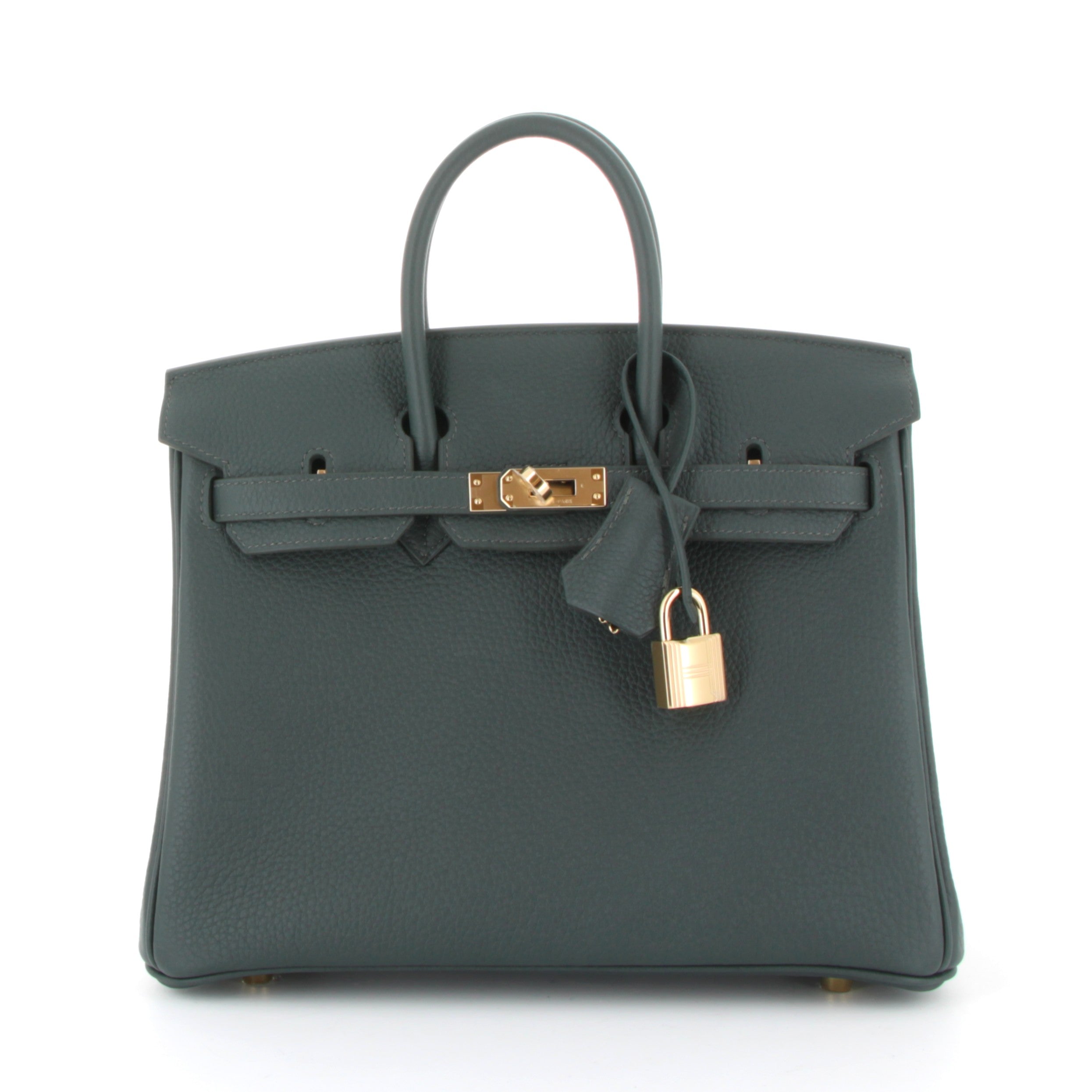 HERMES Birkin 25 Vert Mangrove Togo Finition Permabrass