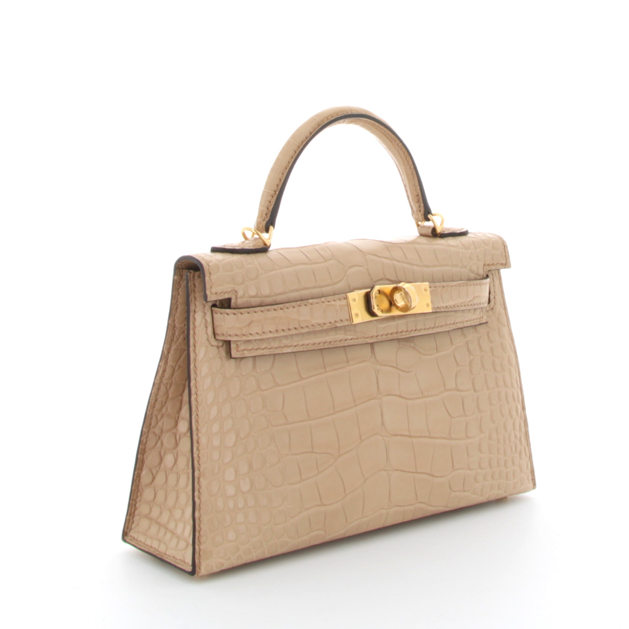 HERMES Kelly 20 Chai Alligator Mississippiensis Finition or Jaune