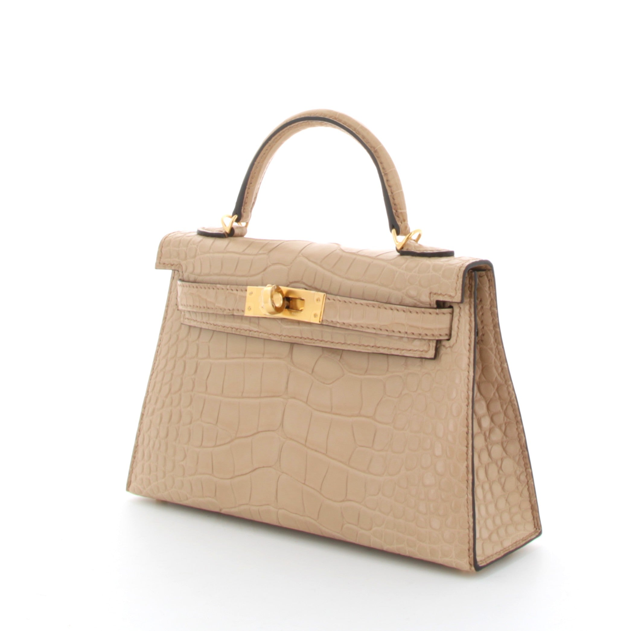 HERMES Kelly 20 Chai Alligator Mississippiensis Finition or Jaune