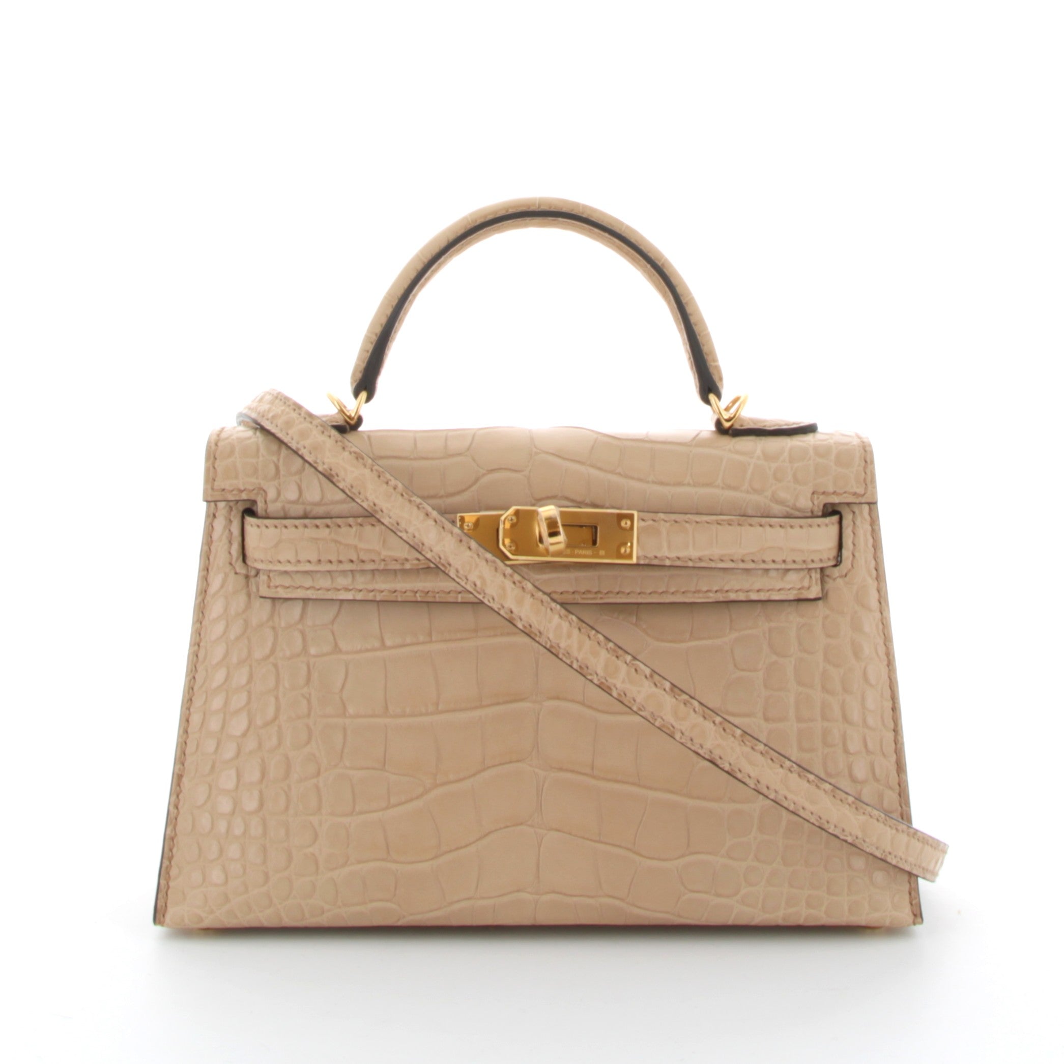 HERMES Kelly 20 Chai Alligator Mississippiensis Finition or Jaune
